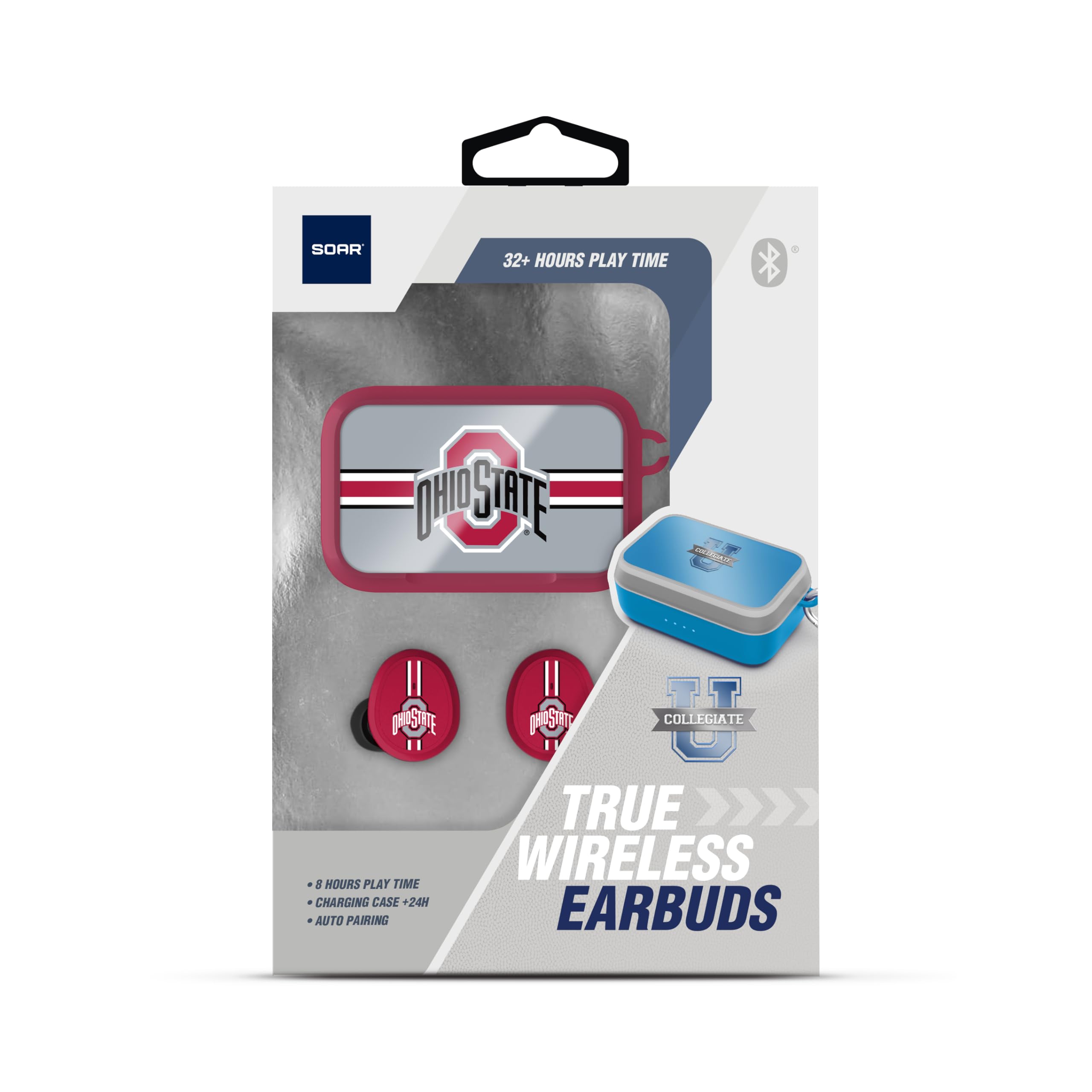 SOAR NCAA Wireless Sport Earbuds - Sweatproof Bluetooth Headphones with Secure Fit & Fast Charging Case | Perfect for Running, Gym Workouts & College Sports
