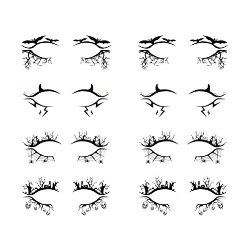 FRCOLOR 2-Pack Temporary Eye Tattoo Stickers - Self-Adhesive Eyeliner & Eyeshadow Tattoos for Halloween Makeup, Costume Parties & Cosplay (4 Pairs)