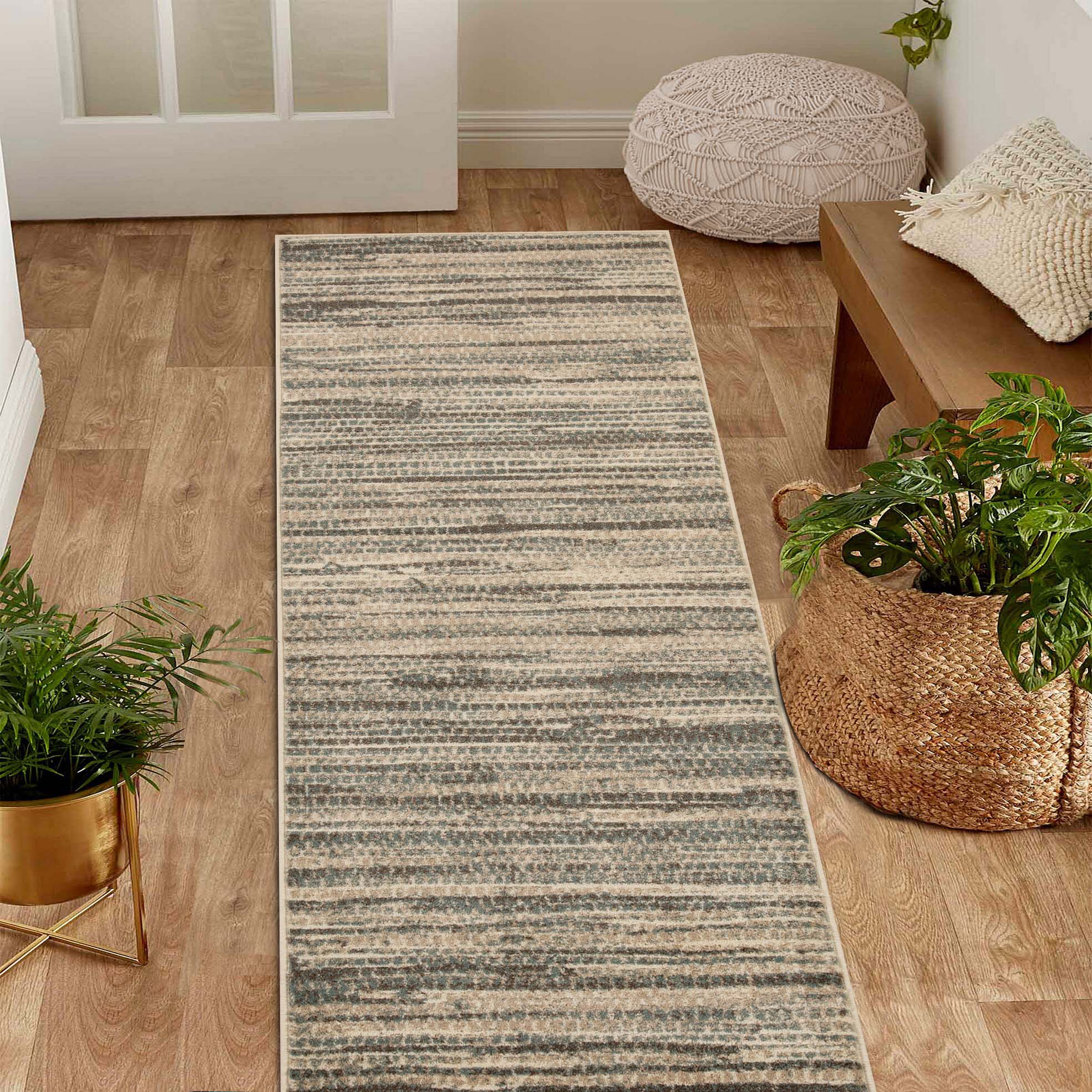 Montauk Striped Pastel Indoor Area Rug - Soft Bohemian Style Living Room Carpet for Bedroom, Nursery & Dorm Decor
