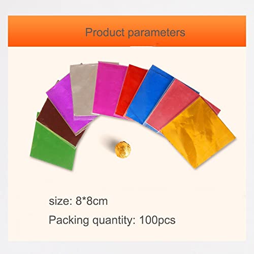 100pcs Gold Aluminum Foil Candy Wrappers 8x8cm - Premium Chocolate & Candy Packaging for Weddings, Parties, Gifts - Food Safe Decorative Foil Sheets for DIY Treats & Desserts
