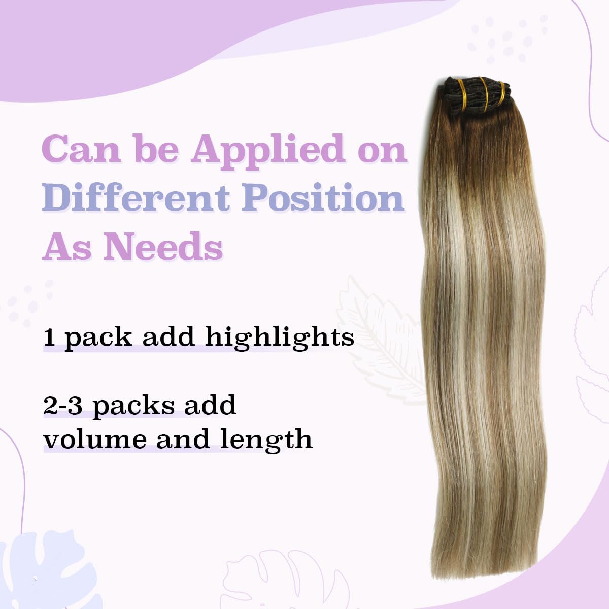 Clip-in Hair Extensions 16 Inch - Balayage Dark Brown to Ash Brown with Golden Blonde Highlights | 100g 6pcs Remy Human Hair with Thick Ends (#3/8/22) | Perfect for Parties, Weddings & Everyday Volume Boost