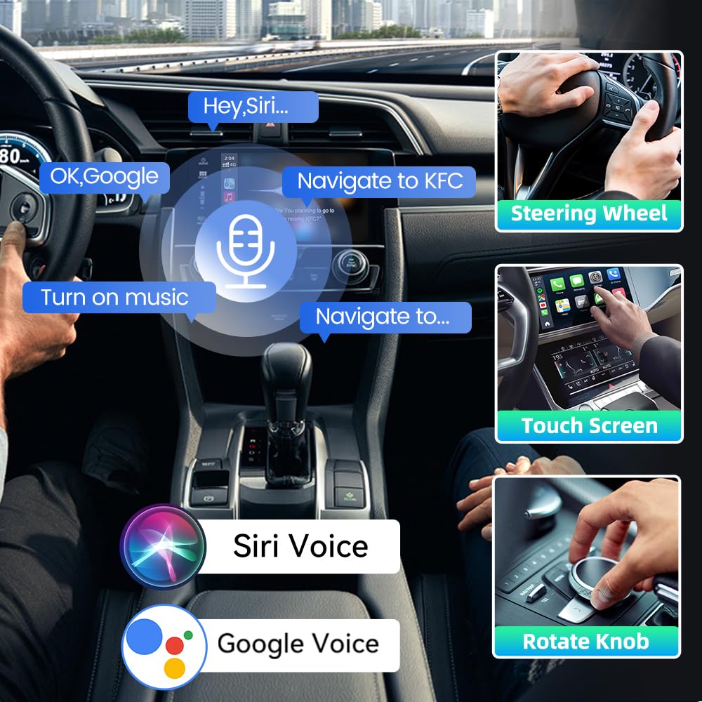 CarlinKit New Android 13 AIBOX LED Ambient Light Wireless CarPlay/Android Auto Adapter - Qualcomm SM6225, 8GB RAM + 128GB Storage, Supports YouTube/Netflix/Disney+/OTA Upgrade - Perfect for In-Car Entertainment & Streaming on Road Trips
