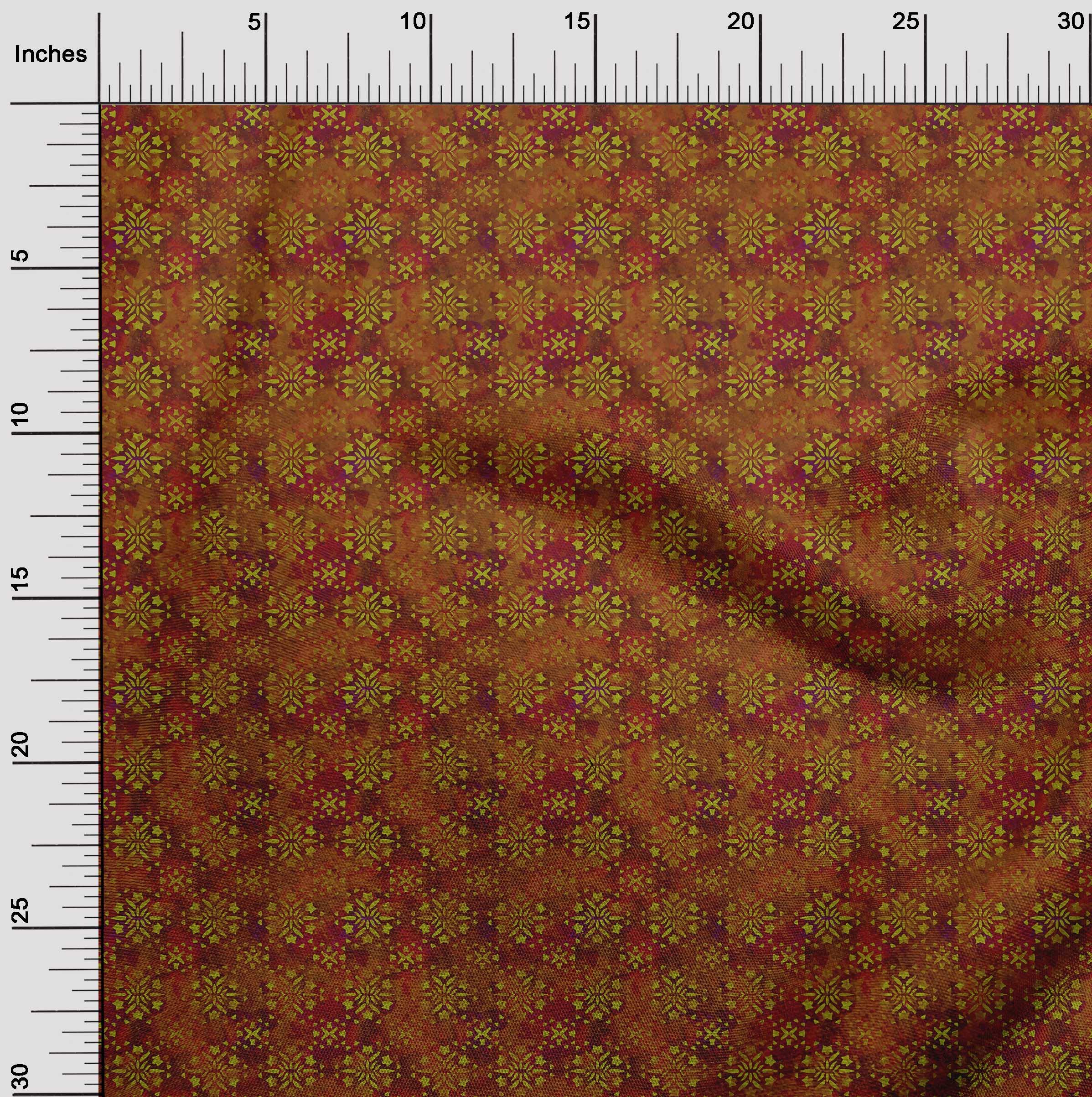 oneOone Viscose Chiffon Brown Batik Fabric - 42 Inch Wide Printed Sewing Material for DIY Clothing, Dresses & Scarves | Premium Quality by The Yard for Fashion Design & Home Decor Projects