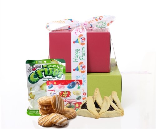 Purim Gift Basket - Gluten Free Hamentaschen Cookies, Sweets & Healthy Snacks | Shalach Manot Gourmet Cookie Tower | Kosher Holiday Treat Box for Jewish Celebrations & Festive Gatherings [Small Size]