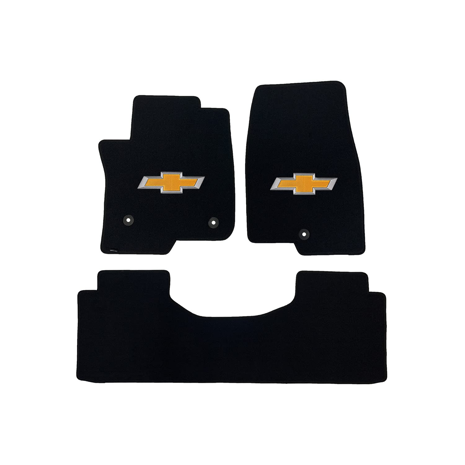 Premium Custom-Fit Carpet Floor Mats for Chevy Tahoe 2021-2024 | Luxury Car Floor Liners with Gold Bowtie Design (Charcoal, 3-Piece Set) - Perfect for All-Weather Protection & Enhanced Interior Style