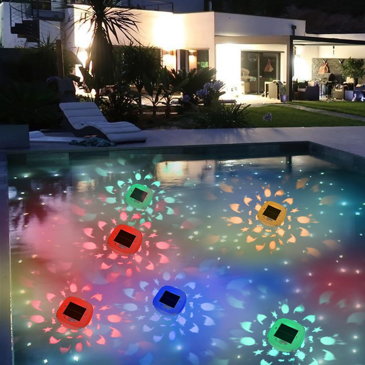 Solar Floating Pool Lights with 7 Modes & 4 Color Changing - IP67 Waterproof LED Lights for Swimming Pools, Spas, Ponds, Aquariums - Perfect for Night Swimming, Backyard Parties, and Outdoor Decor (1 Pack)