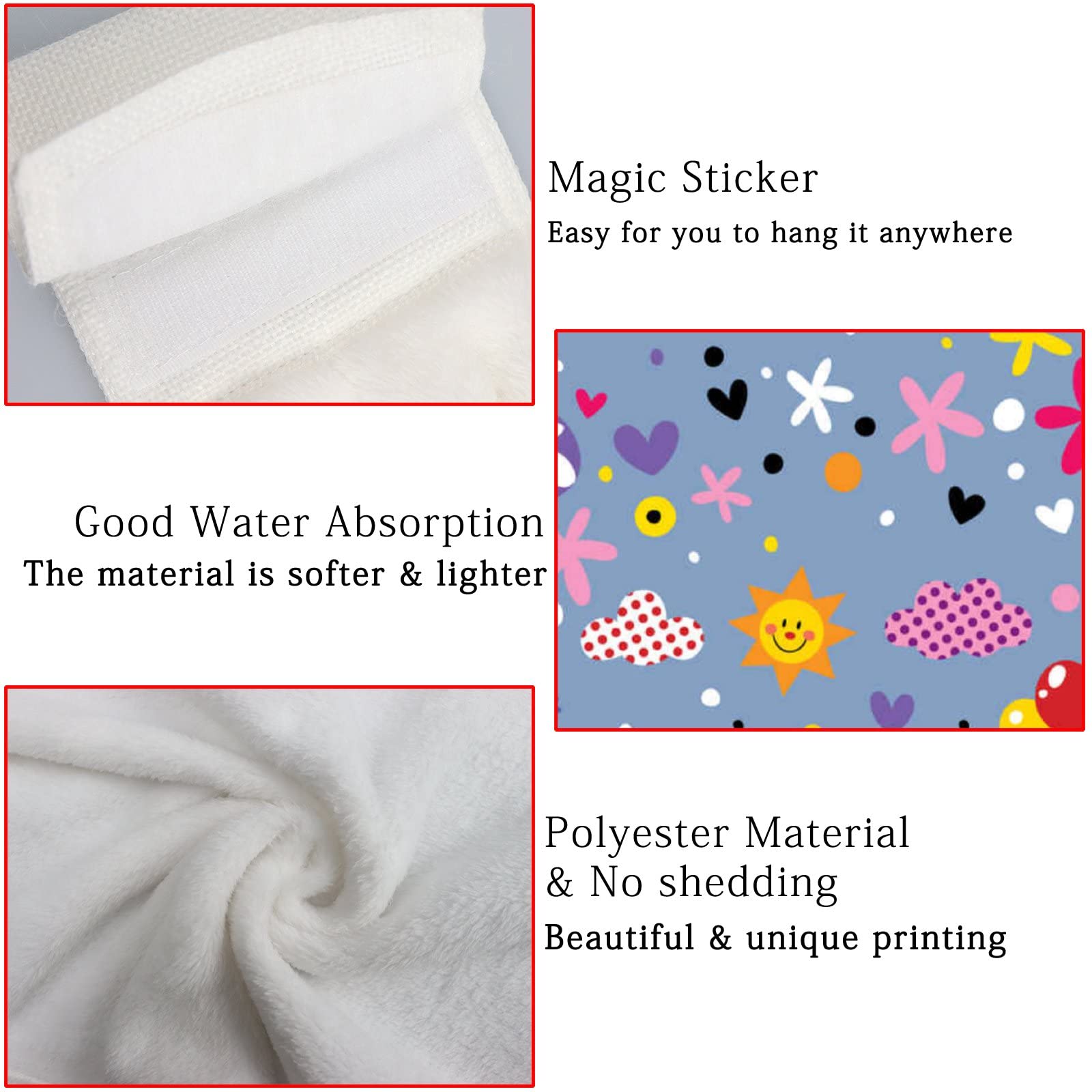 Kids Cartoon Animal Train Hanging Hand Towels Set of 2 - Super Absorbent Soft Bathroom Kitchen Towels with Loops, Machine Washable - Perfect for Kids' Bathrooms, Kitchens & Playrooms
