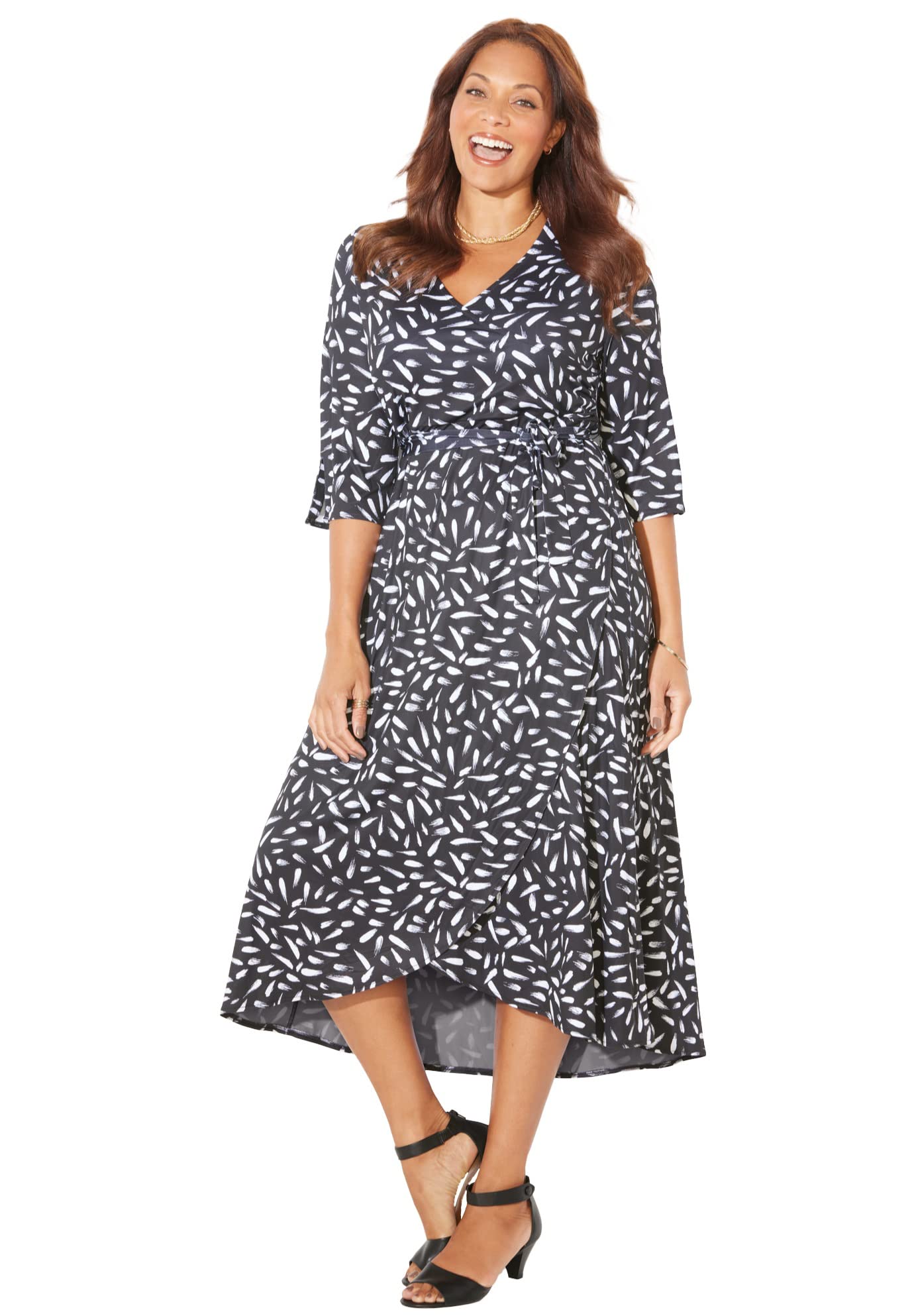 Catherine's Women's Plus Size Easy Faux Wrap Dress - Flattering Casual & Office Wear for Curvy Women