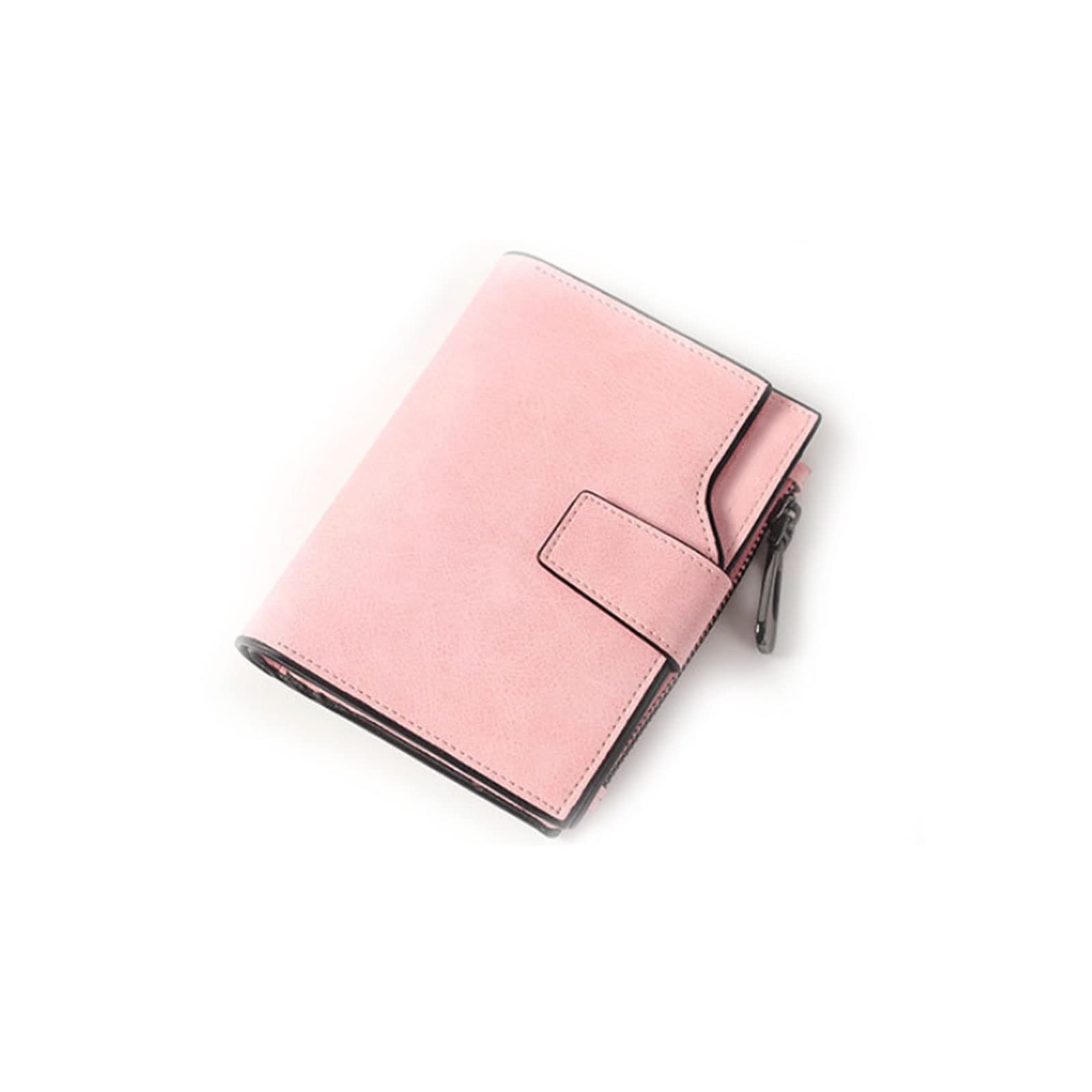 Vintage Matte Women's Wallet - Small Fashion Clutch Purse with Snap Fastener & Zipper for Ladies | Perfect for Everyday Use, Parties & Travel (Pink)
