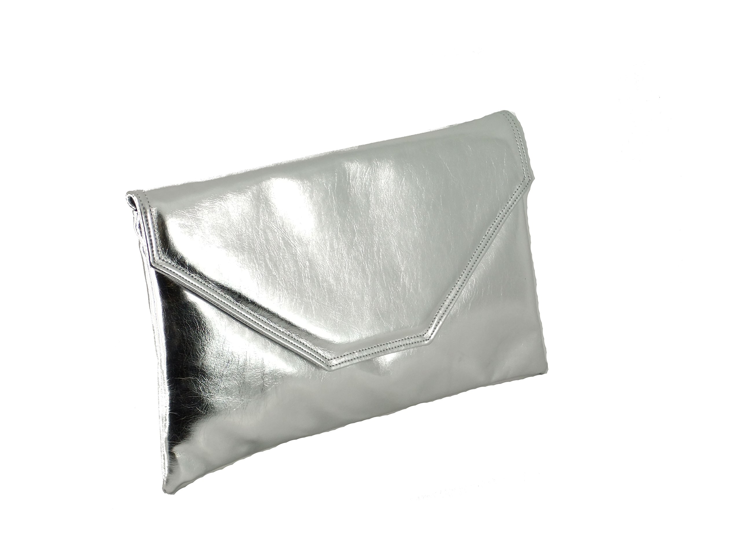 LONI Women's Stylish Large Envelope Metallic Clutch Shoulder Bag for Wedding Party Prom Evening Events - Elegant Purse for Formal Occasions & Night Out