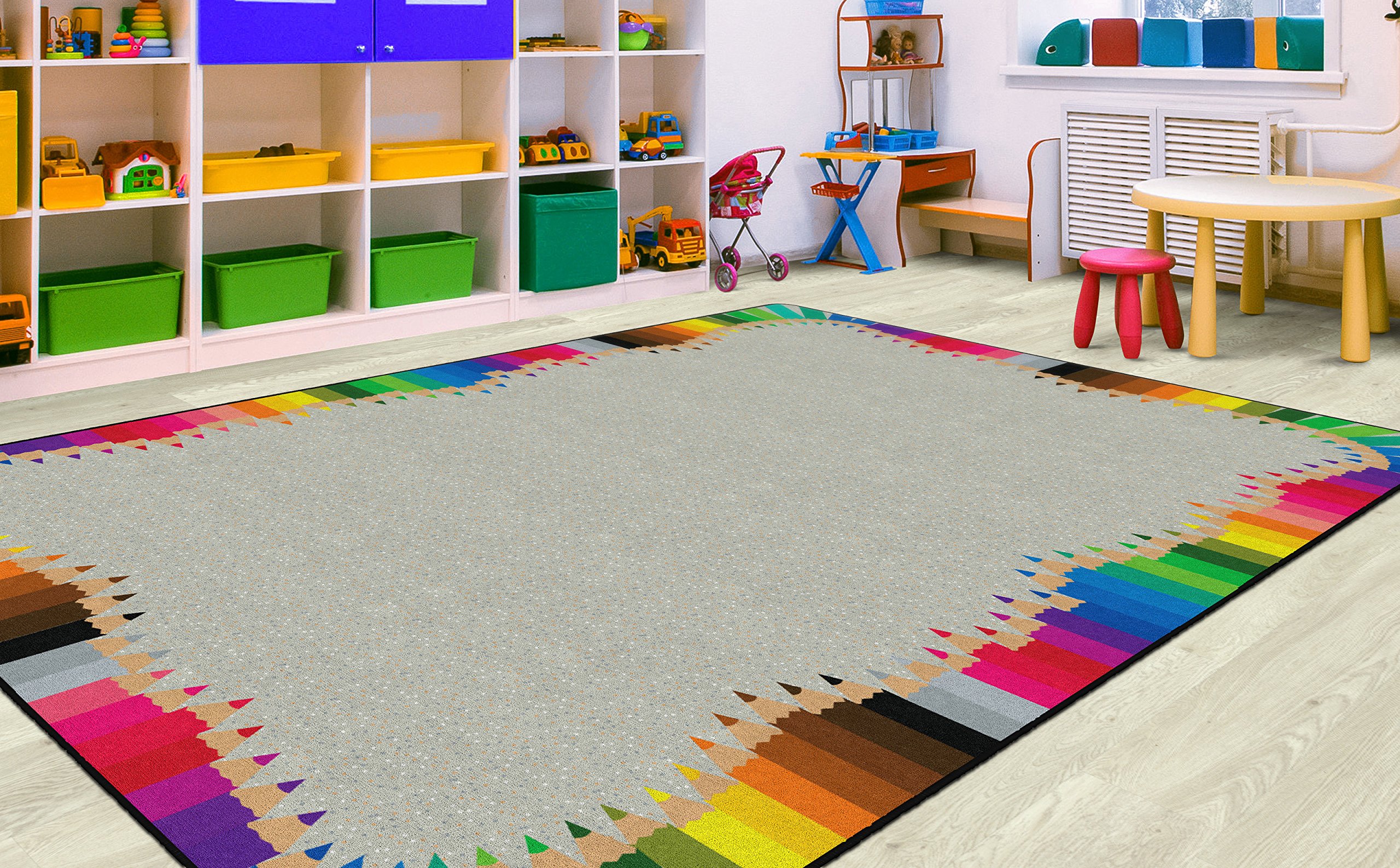 Flagship Carpets Colored Pencils Multicolor Educational Rug - 7'6