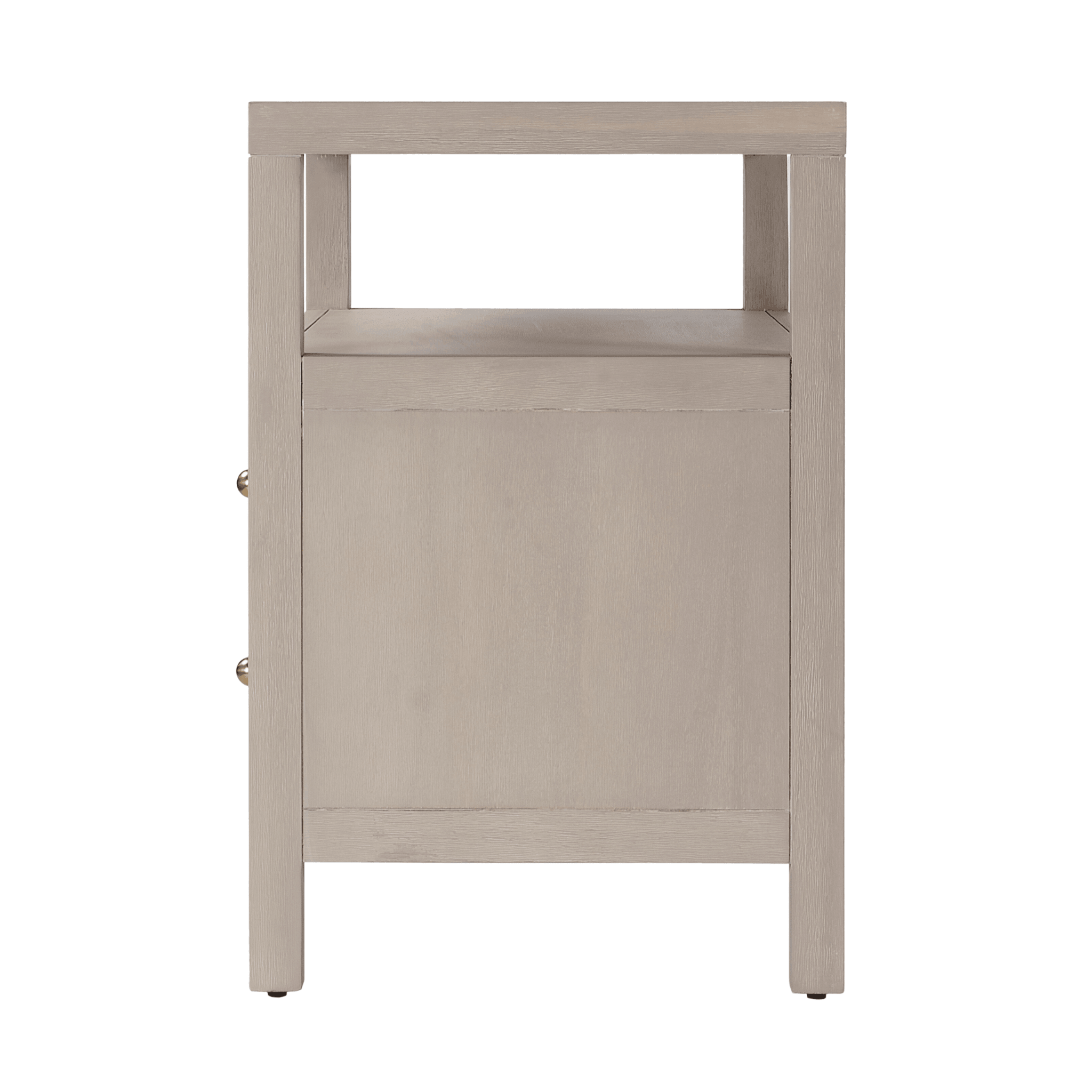 Antique Taupe Two-Drawer Wide Nightstand - Vintage Bedside Table with Storage for Bedroom, Living Room & Guest Room