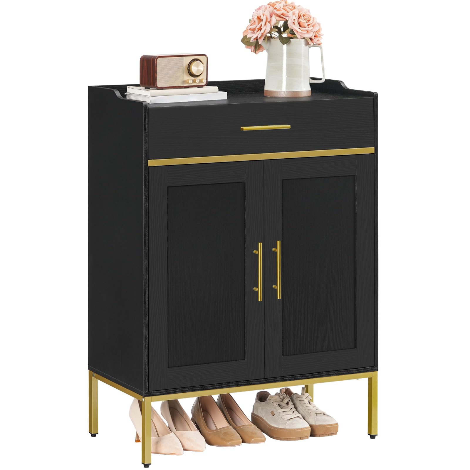 HOOBRO 5-Tier Wooden Shoe Storage Cabinet with Doors & Drawers - 36.6