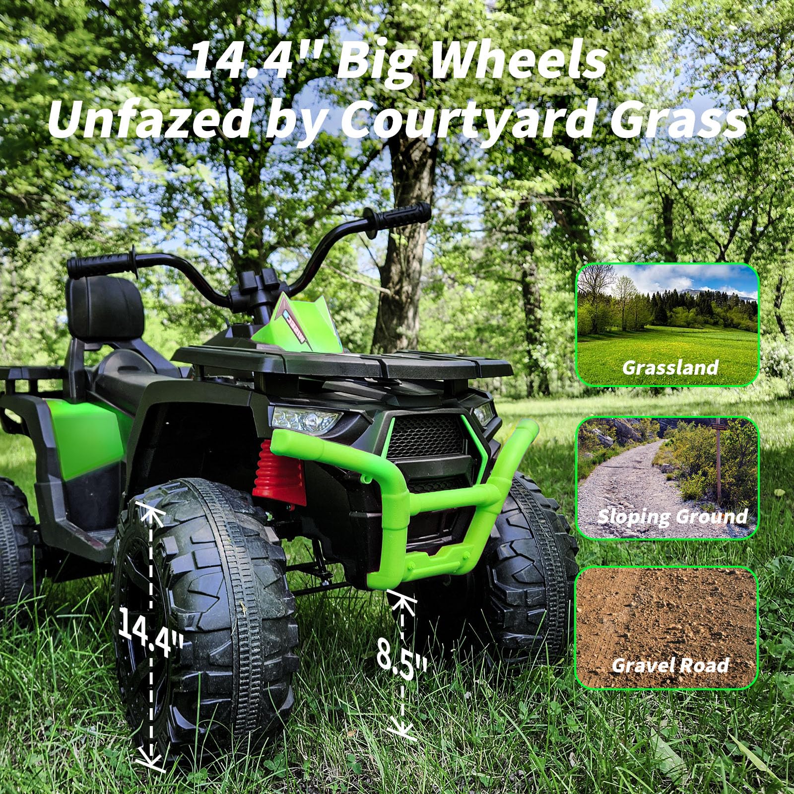 24V Kids ATV 4 Wheeler - 400W Motor Electric Ride-On Toy Car for Big Kids, 2 Seater in Green | Outdoor Adventure & Backyard Fun for Boys & Girls