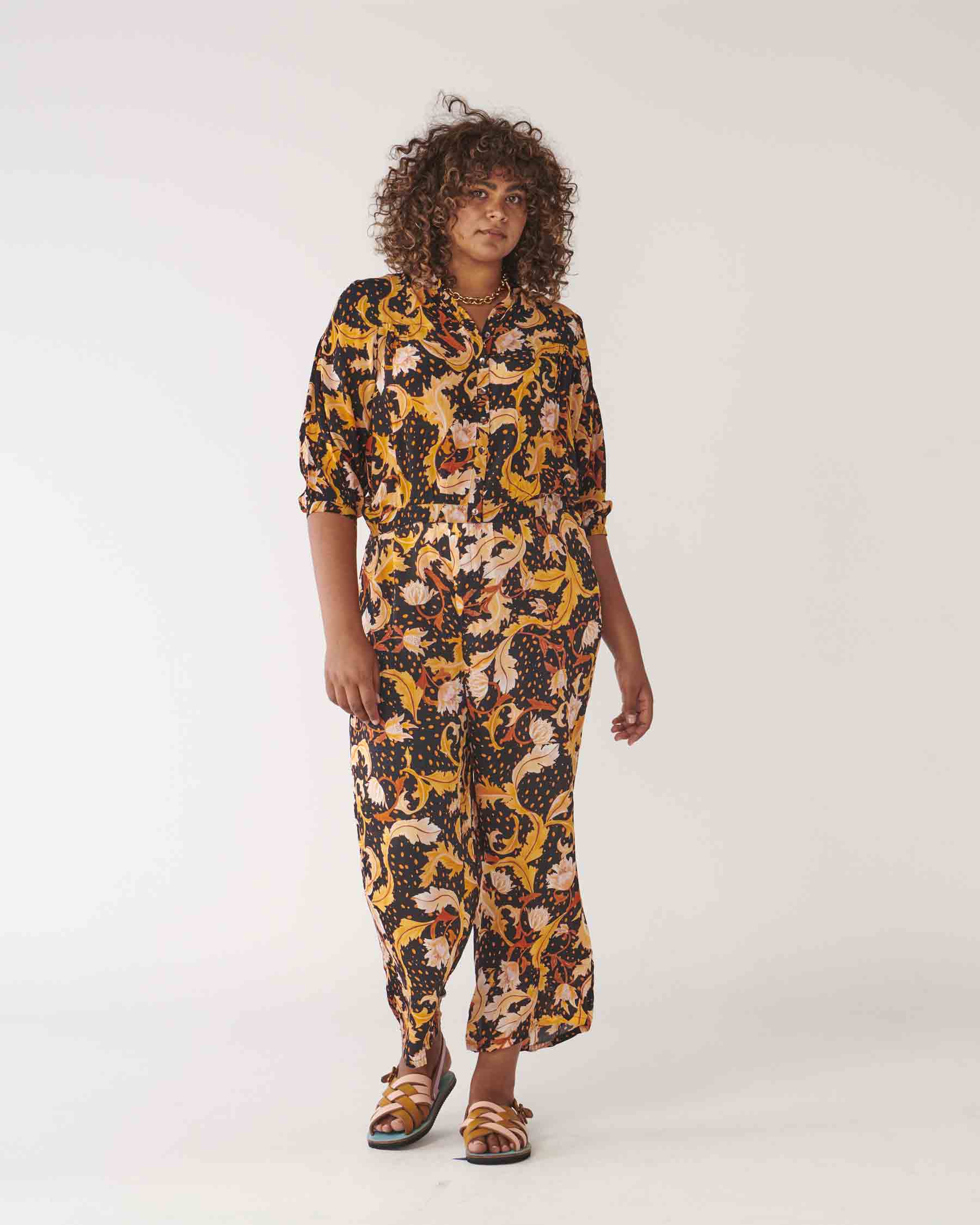 Secret Garden Silk Pants for Women - Soft & Comfortable Lounge Pants - Elegant Floral Print Sleepwear - Perfect for Yoga, Meditation & Relaxing at Home