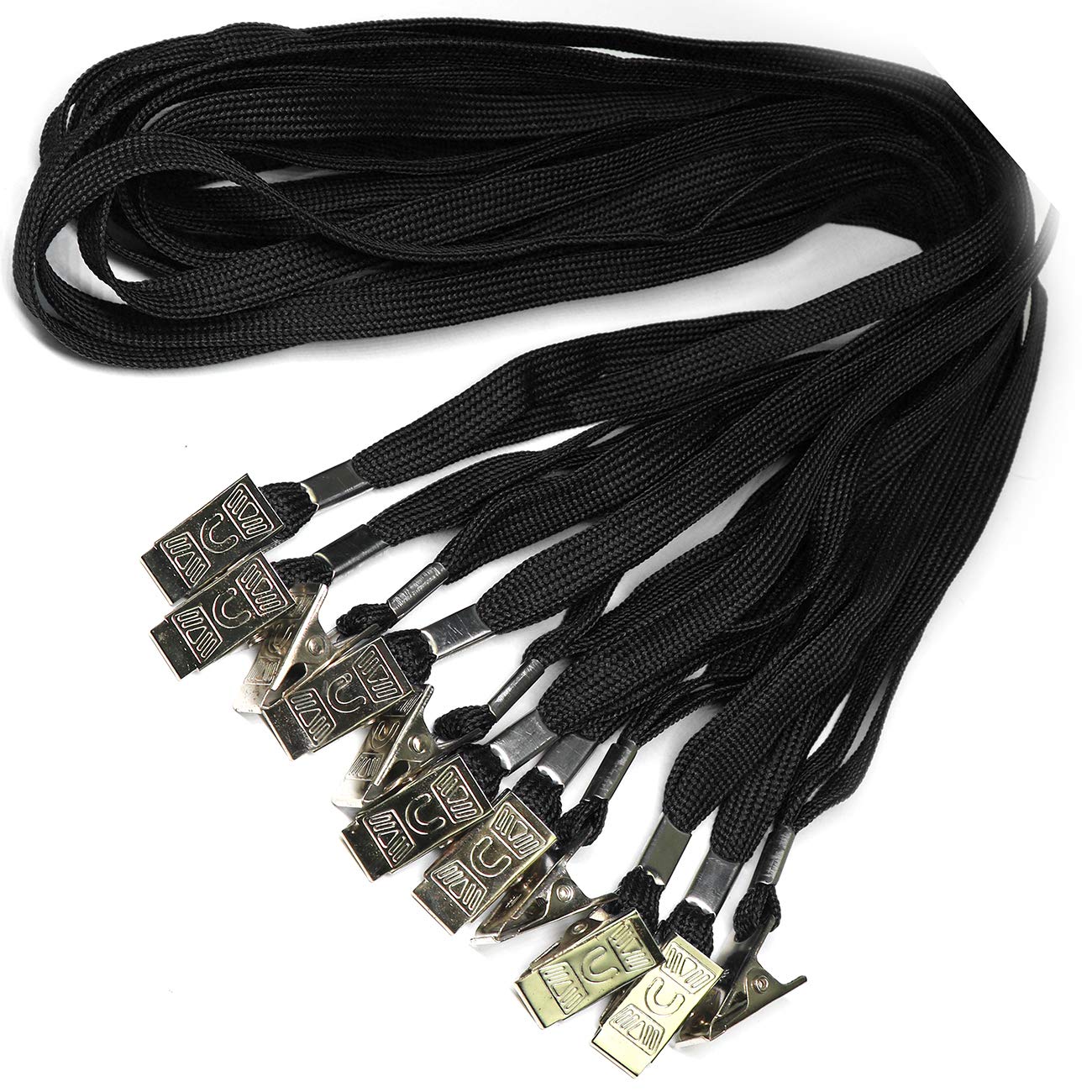 Beebel 100 Pack Black Lanyards with Badge Clip for ID Cards & Events