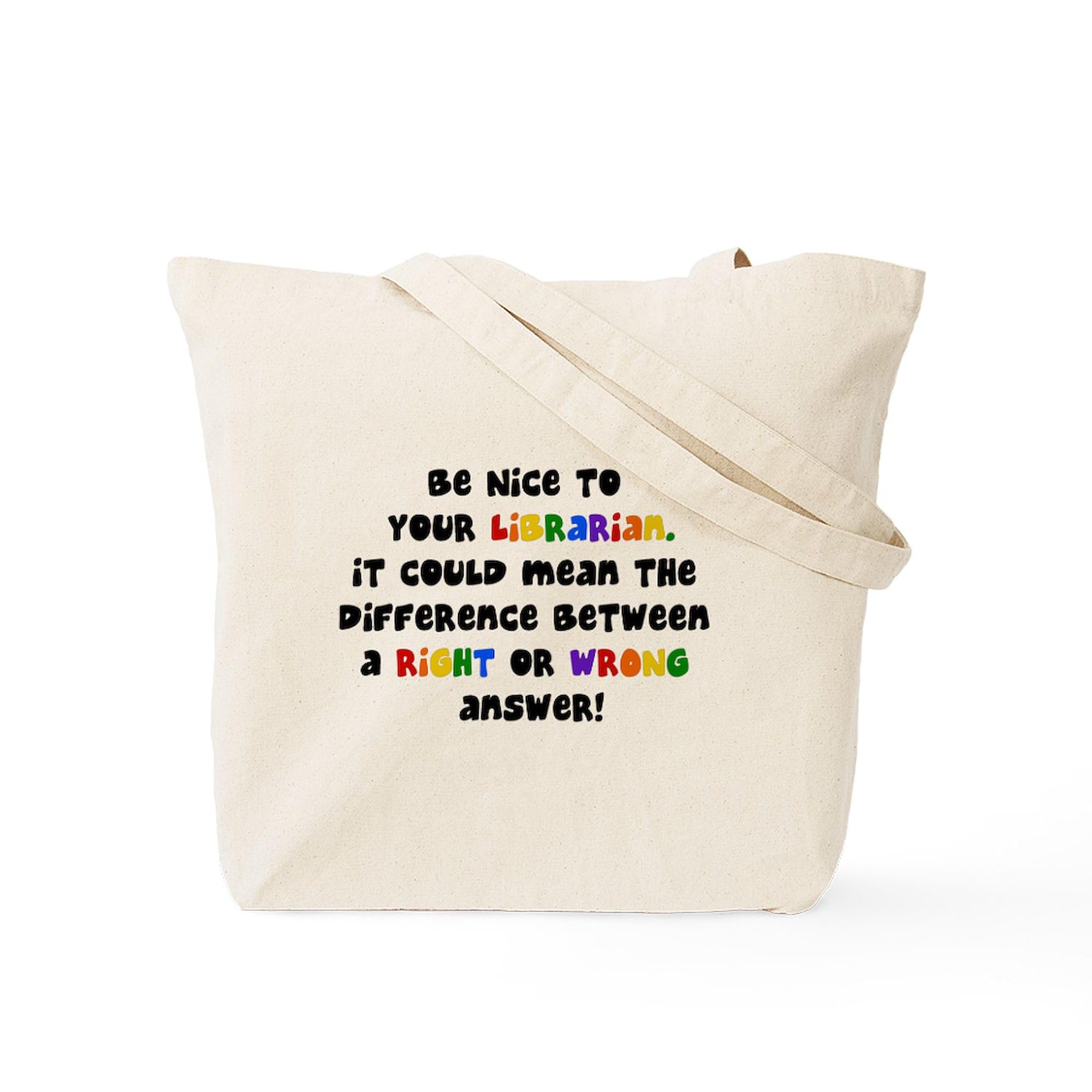 Be Nice To Your Librarian Tote Bag - Natural Canvas Reusable Shopping Bag for Library, Bookstore & Eco-Friendly Grocery Trips