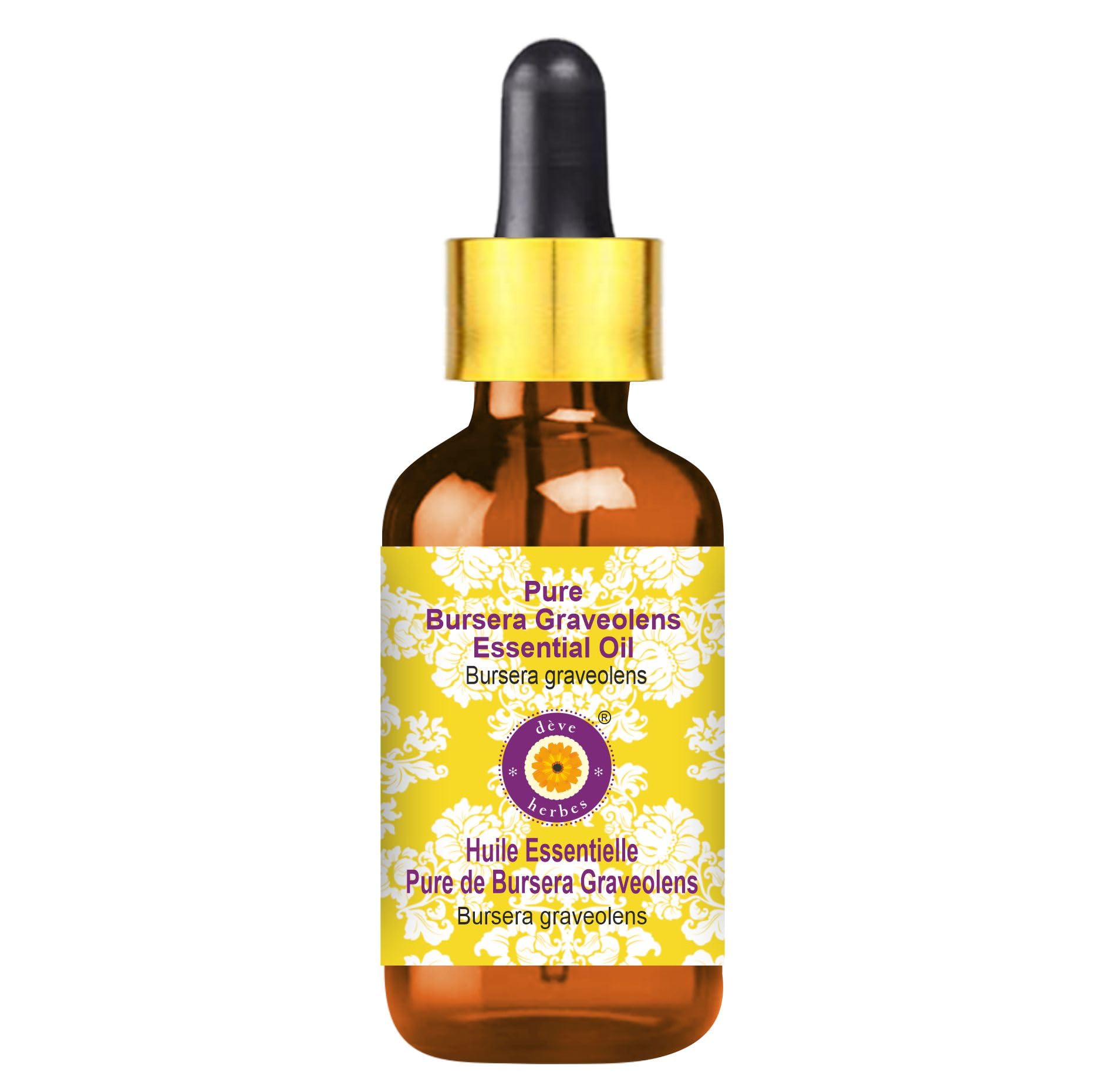 Pure Bursera Graveolens Essential Oil - 100% Natural Steam Distilled Frankincense Oil with Glass Dropper (2ml) for Aromatherapy, Relaxation & Skin Care