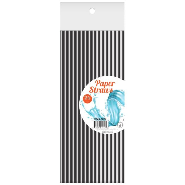 Eco-Friendly Black Paper Straws 24 Pack - Biodegradable & Compostable Drinking Straws for Parties, Smoothies, Cocktails & Beverages - Perfect for Home, Restaurants & Events