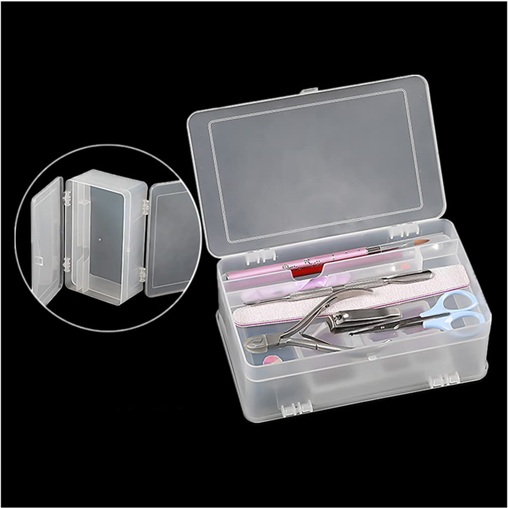 Double Layer Nail Art Organizer - Large Capacity Transparent Storage for Manicure Tools & Brushes - Perfect for Salon & Home Use