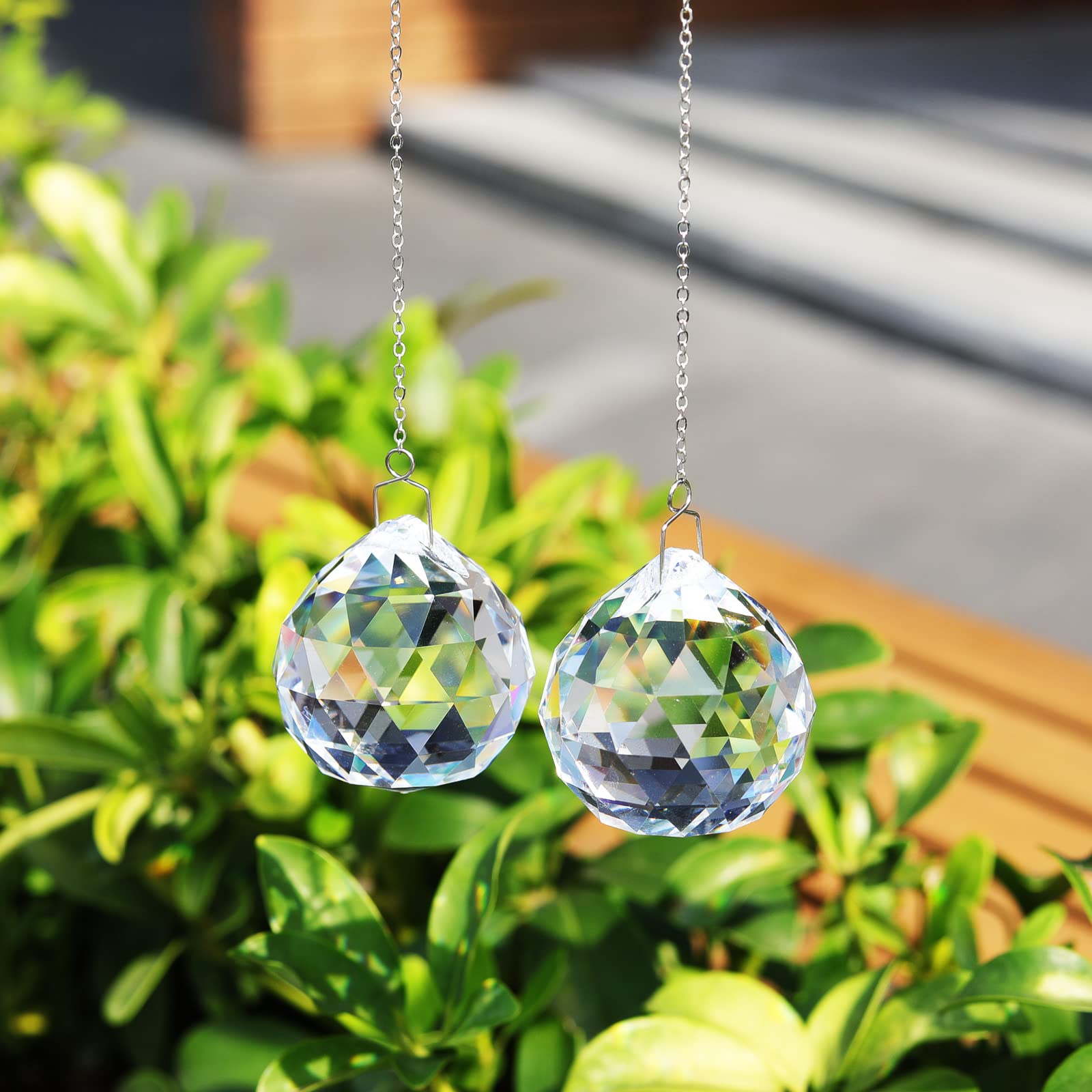 40mm Crystal Ball Prism - Rainbow Maker Sun Catcher for Windows (Pack of 2) - Decorative Glass Hanging Pendant for Home, Garden & Spiritual Healing