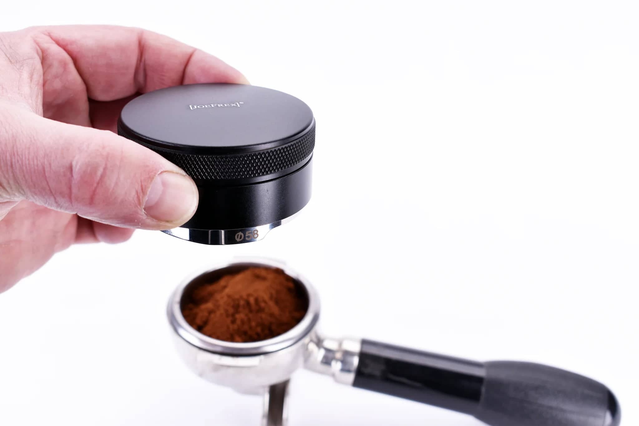Joe Frex Professional Espresso Coffee Tamper & Distributor - Black - Perfect for Home Baristas & Coffee Shops - Enhance Your Espresso Brewing Experience