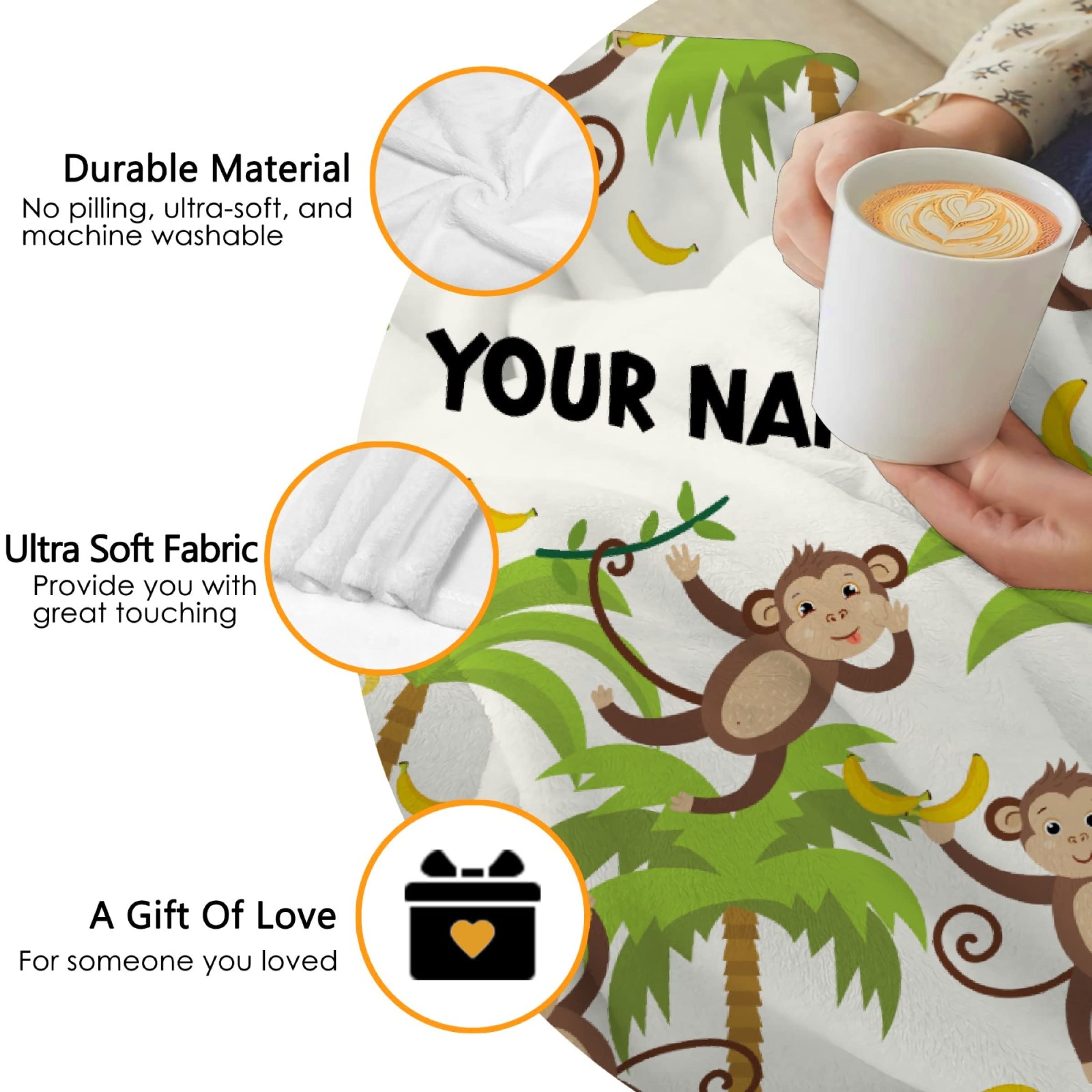 Personalized Monkeys & Axolotls Custom Blanket with Name - 90