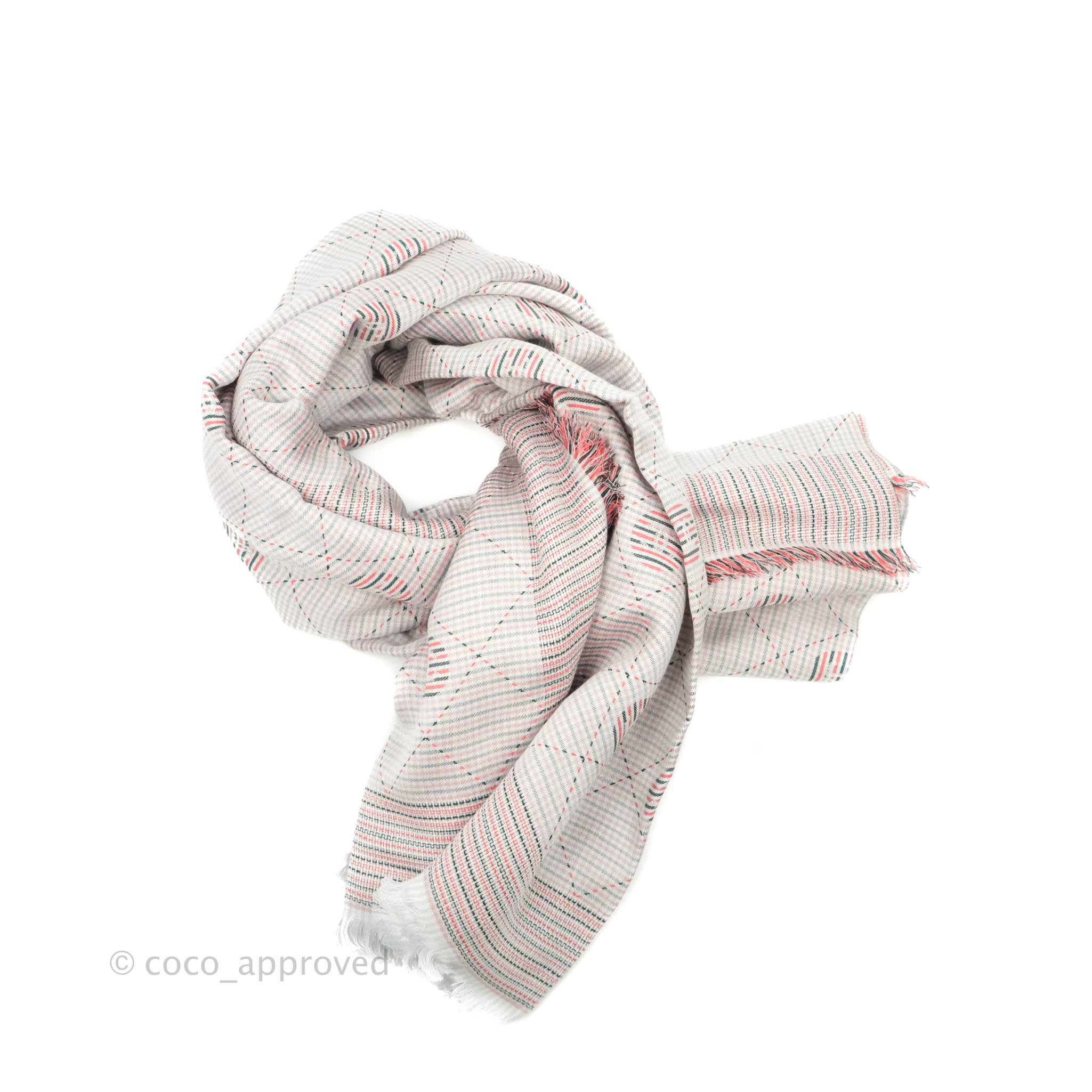 Chanel CC Silk & Cotton Scarf With Fringe - Luxury Designer Scarf for Women, Elegant Fashion Accessory for Parties, Weddings & Everyday Wear