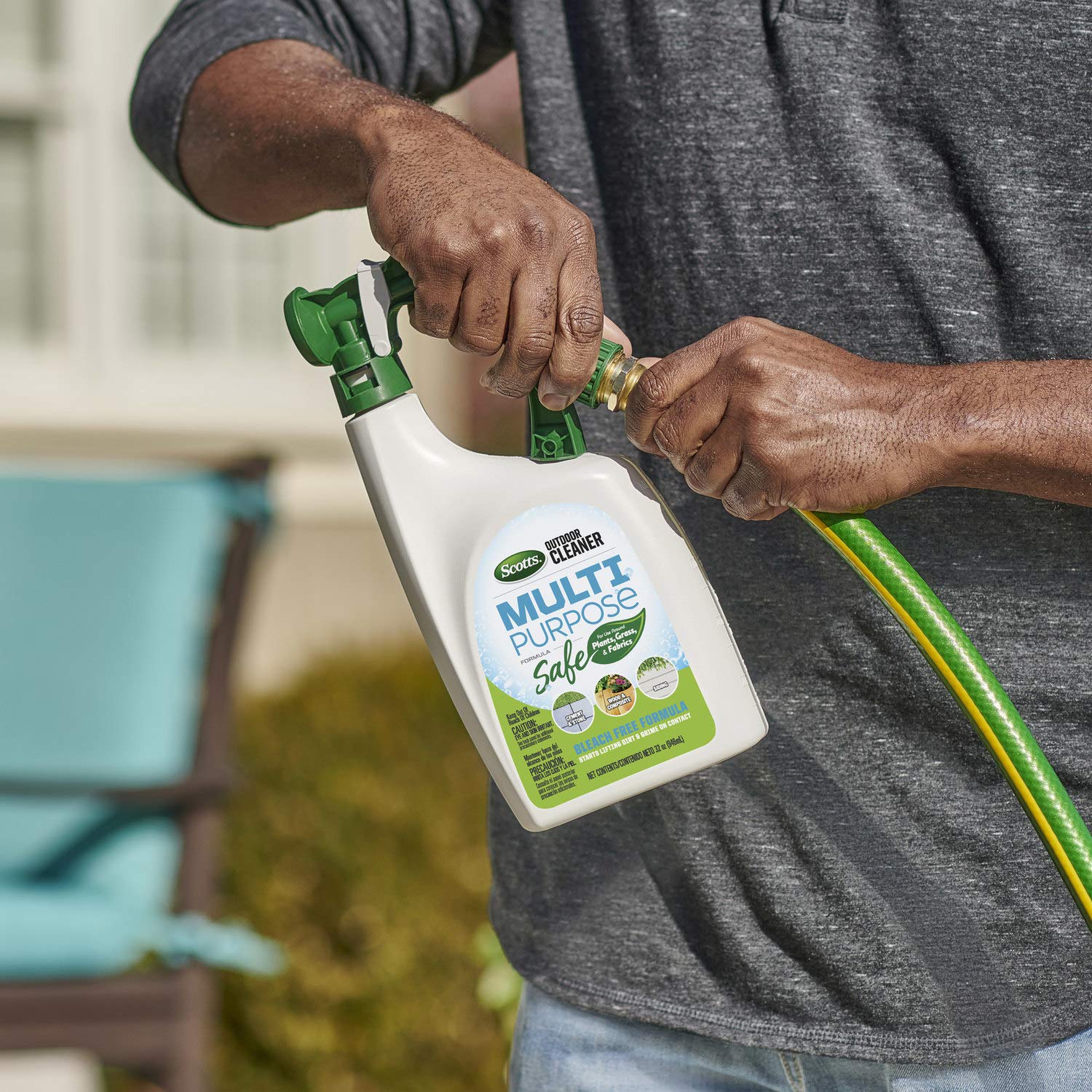 Scotts Outdoor Cleaner Multi-Purpose Formula - Ready-to-Spray, Bleach-Free Deck & Patio Cleaner for Wood, Stone, Siding & Outdoor Furniture - 32 oz for Easy Home Exterior Cleaning & Maintenance