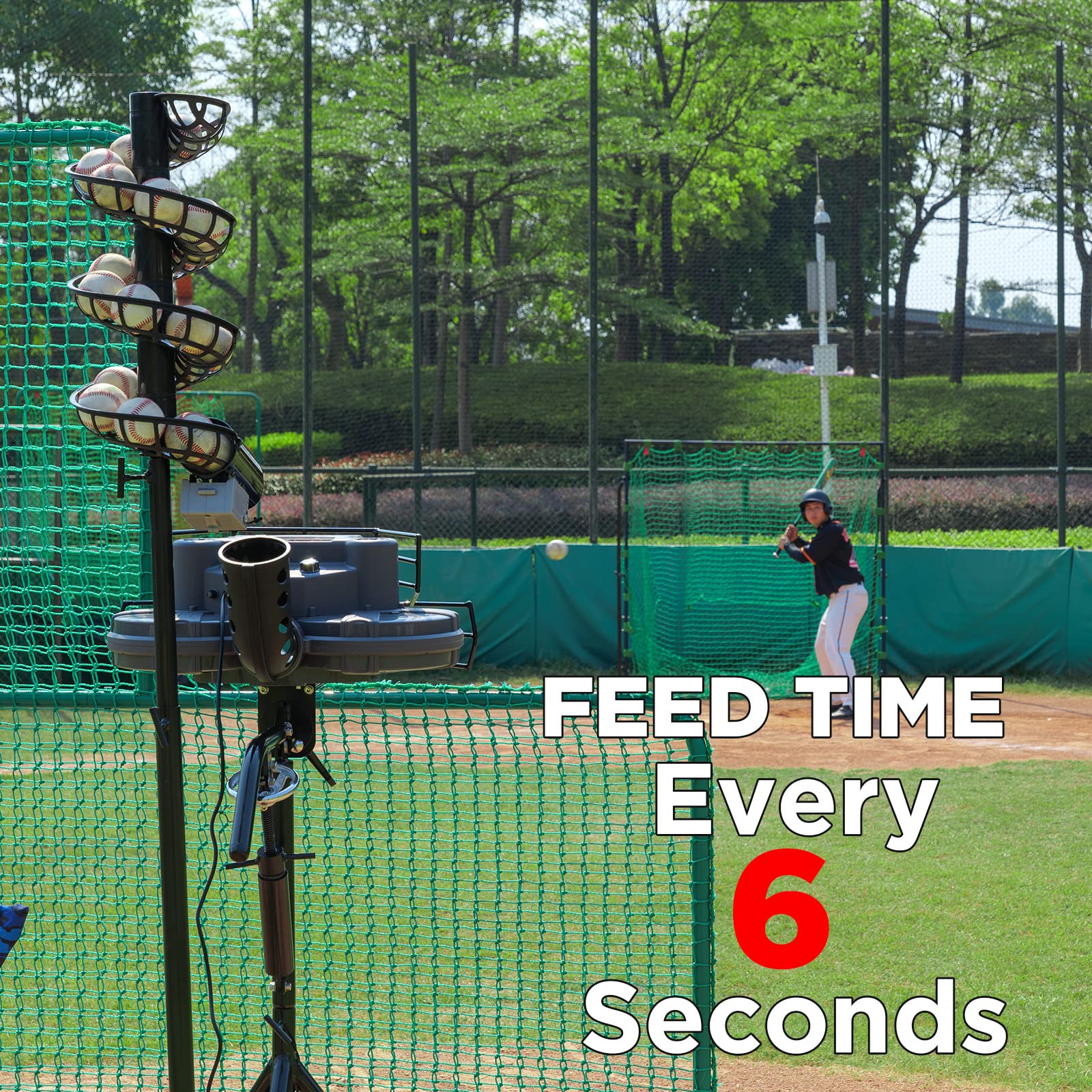 2 in 1 Automatic Baseball Pitching Machine & Soft Toss Trainer - 777BH-B with Adjustable Height, Extendable Ball Stacker & Removable Chute | Perfect for Backyard Practice, Team Training & Baseball Drills
