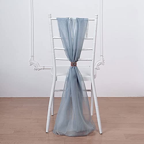 50 Dusty Blue Extra Wide Premium Chiffon Chair Sashes & Bows - Elegant Wedding Decor for Ceremony, Reception & Party Decorations - Perfect for Bridal Showers, Banquets and Special Events