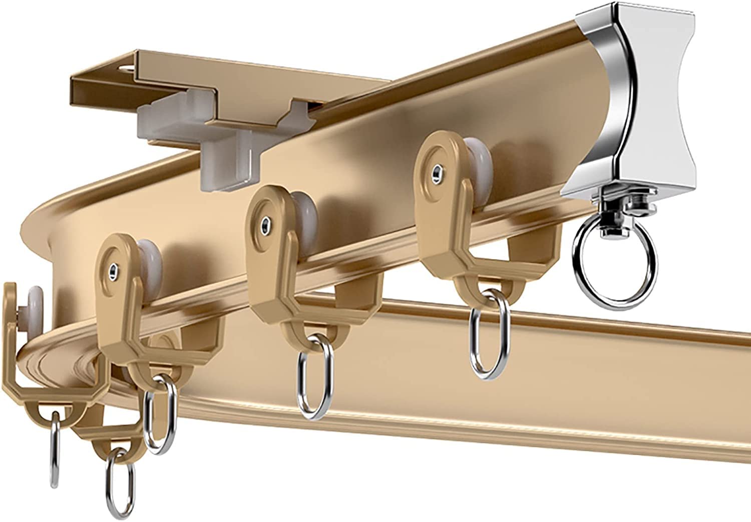 Gold Heavy Duty Curved Ceiling Track Rail System - Rustproof Aluminum Room Divider & Shower Curtain Rod for Hospital, Bunk Bed Privacy (Wall/Ceiling Mount, DIY Bendable) - Perfect for Home, Office & Healthcare Spaces