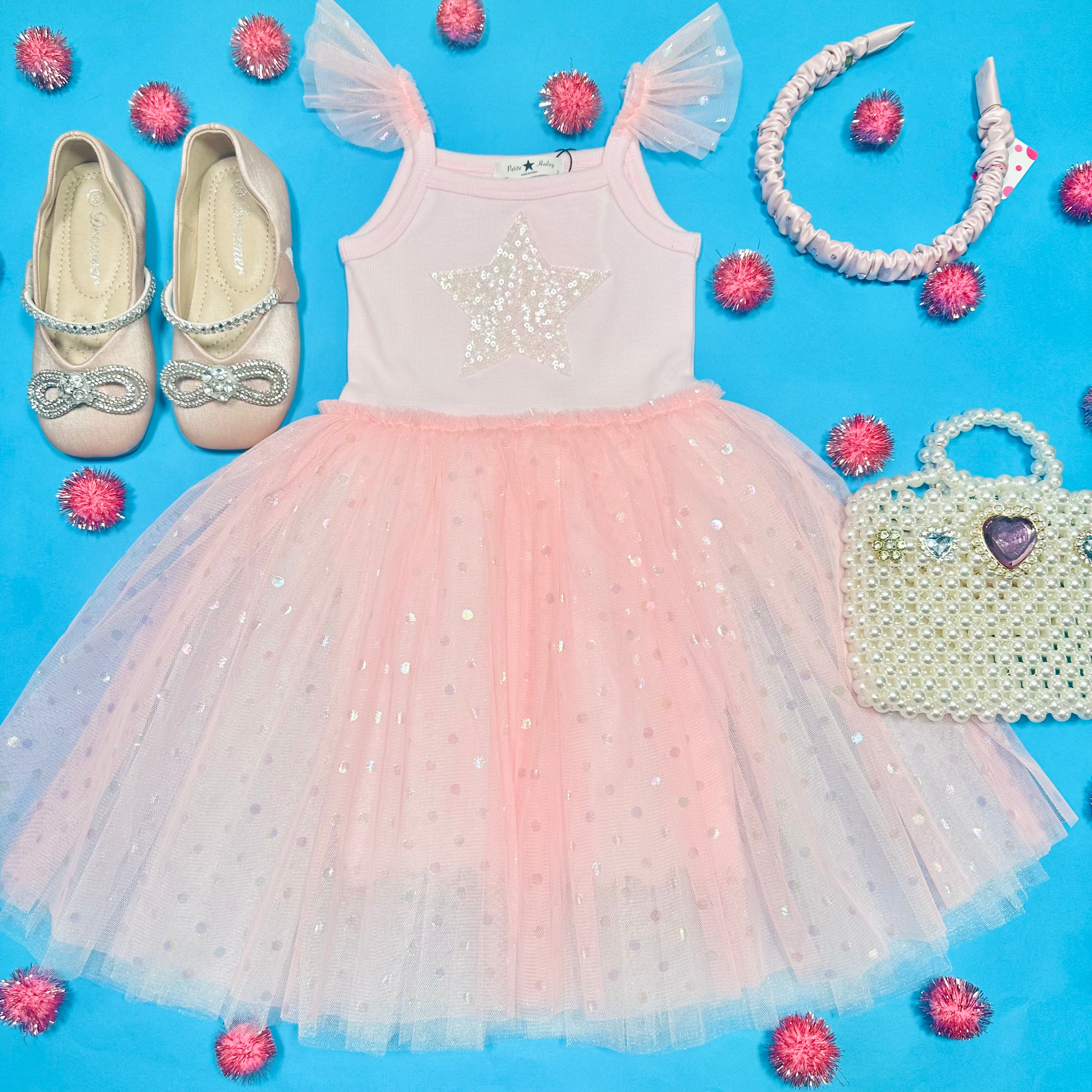 SOFIA STAR Girls Tutu Dress with Tulle Straps - Elegant Ballet Princess Outfit for Birthday Party, Photo Shoot & Special Occasions