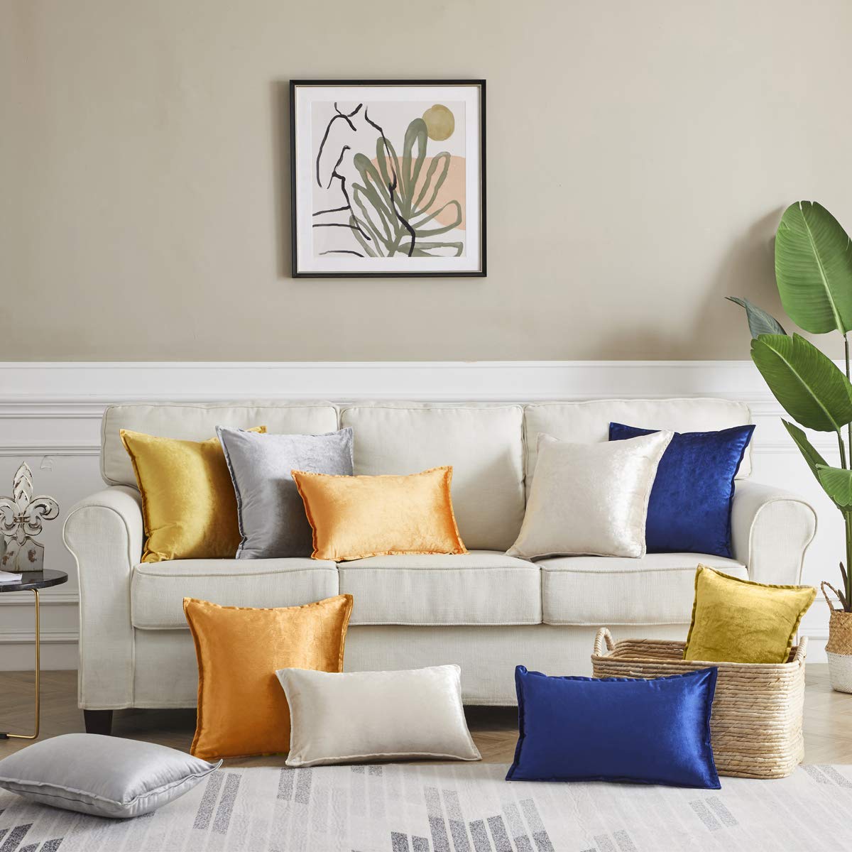GIGIZAZA Velvet Decorative Lumbar Throw Pillow Covers 12x20 Inches, Cinnamon Orange, Pack of 2 - Soft Couch & Sofa Pillow Covers for Living Room, Bedroom Decor