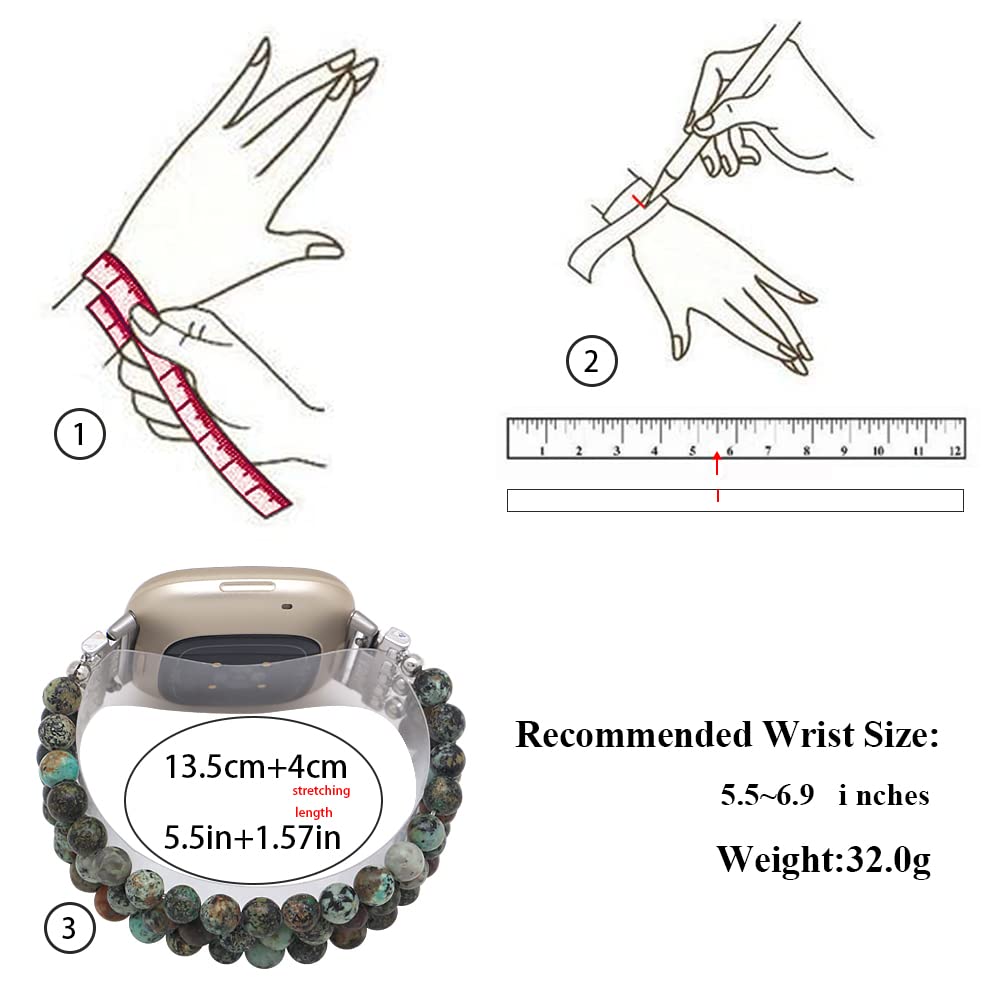 Fitbit Versa 3/4 & Sense 2 Bands - Beaded Gemstone Bracelets for Women & Men | Workout & Fashion Accessory