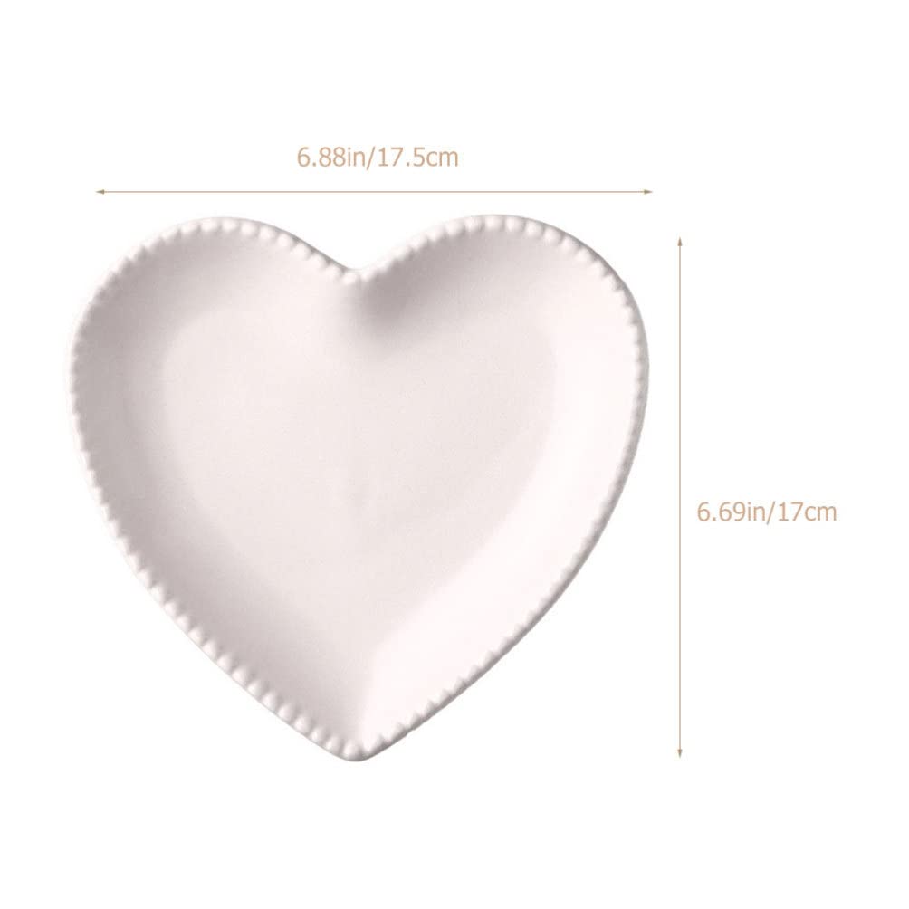 Yardwe Ceramic Heart Salad Plate - Porcelain Heart-Shaped Dessert Plates for Appetizers, Fruits & Snacks - Elegant White Decorative Dish for Valentine's Day, Anniversary, Bridal Shower & Romantic Dinner Table Setting