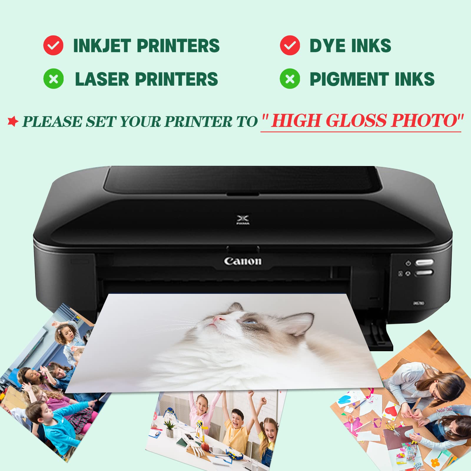 HTVRONT Glossy Photo Paper for Inkjet Printers - 100 Sheets 8.5x11 Instant Dry Photo Paper (180gsm) - Perfect for Chip Bags, Photo Printing, Scrapbooking & Craft Projects