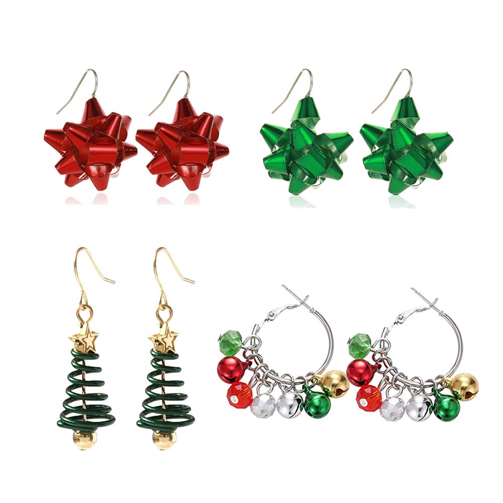 4/6/9/13 Pairs Christmas Earrings for Women - Festive Holiday Stud Earrings Set with Christmas Trees, Bells & Snowflakes Designs - Perfect Gift for Girls & Women for Thanksgiving, Xmas Parties & Holiday Celebrations
