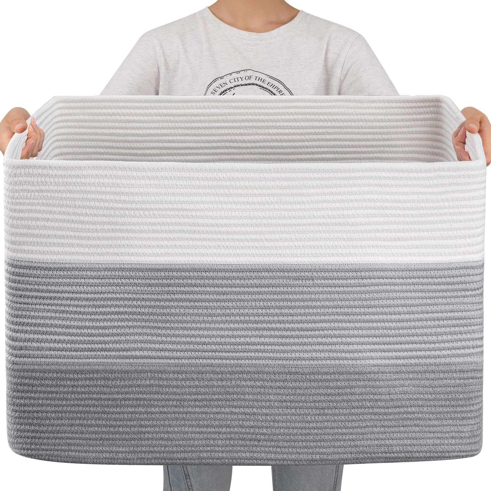 OIAHOMY XXXL Woven Storage Basket with Handle - 25
