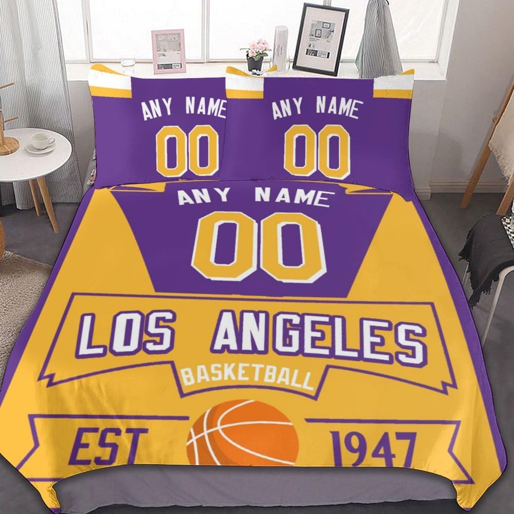 Custom Basketball Comforter Set - 3 Piece (Comforter + 2 Pillowcases) - Personalized Name & Number - Soft Lightweight Quilt Bedding for Sports Fans - Perfect for Bedroom Decor, Game Day & Gift Giving