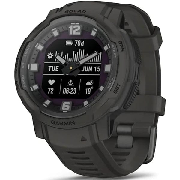 Garmin Instinct Crossover Solar GPS Smartwatch - Graphite (Standard Edition) | Rugged Outdoor Watch for Hiking, Running & Adventure Activities