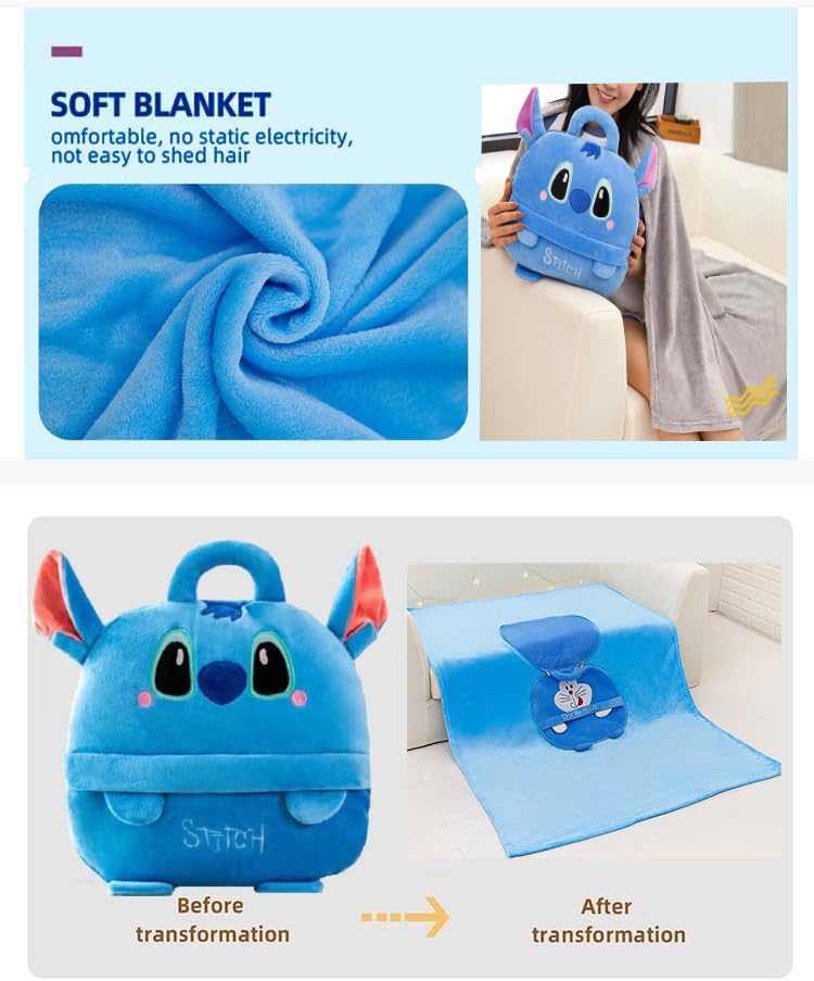 **3-in-1 Plush Travel Pillow Blanket for Kids (Ages 0-15) – Convertible Cozy Blanket & Pillow Bag – Perfect for Airplane, Car, and Camping Trips**