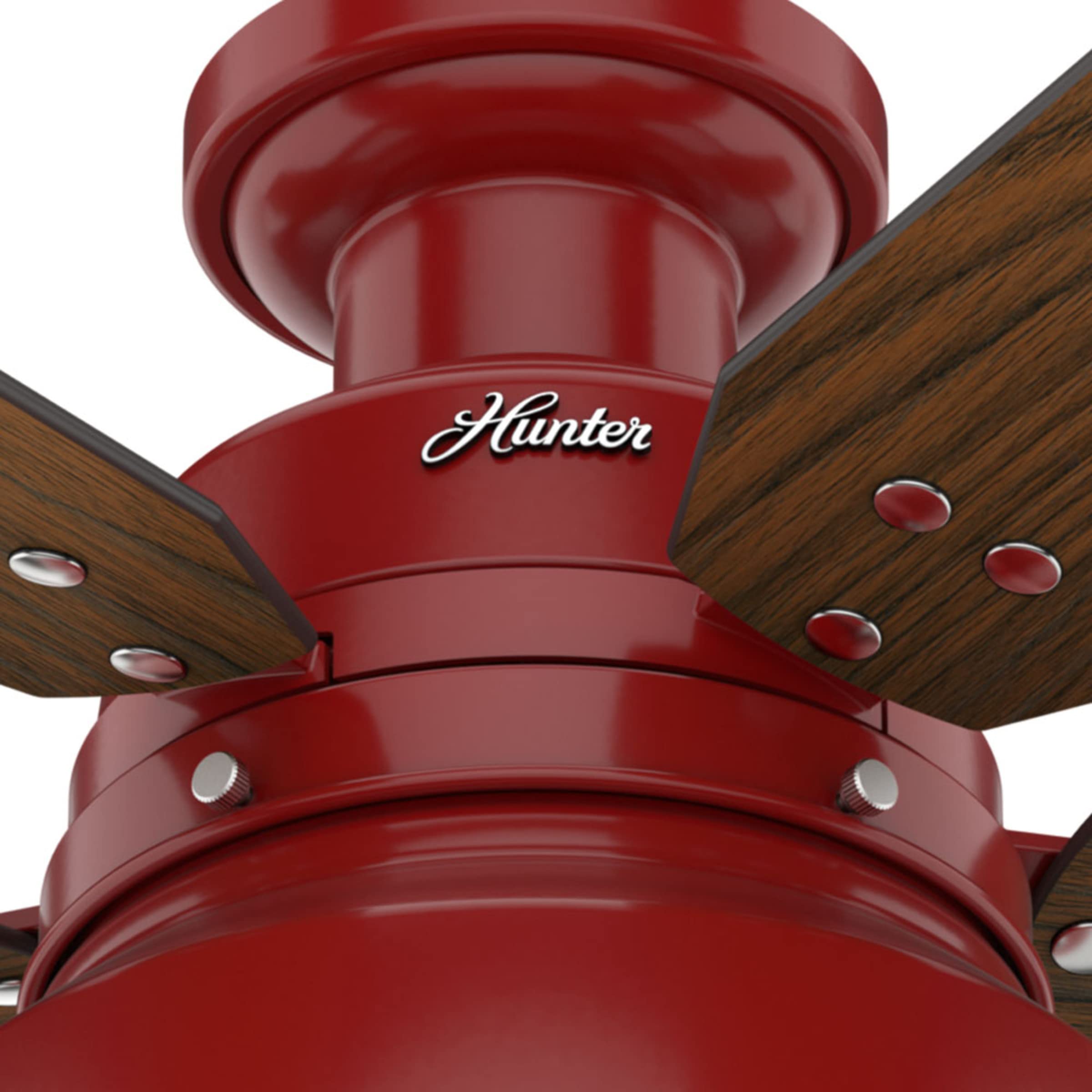 Hunter 59312 52 Inch Mill Valley Ceiling Fan with Light Kit - Large Barn Red Indoor/Outdoor Ceiling Fan for Living Room, Bedroom, Patio & Covered Porch