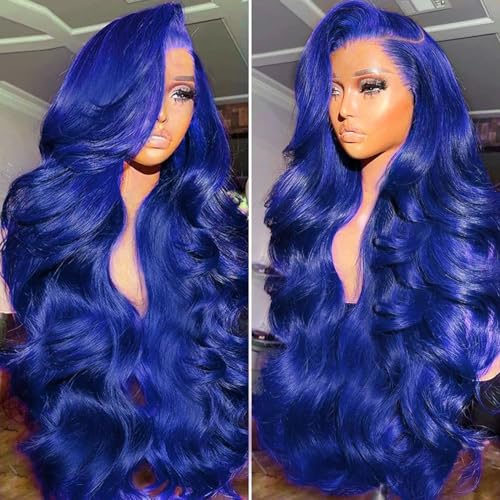 Blue Wig Human Hair