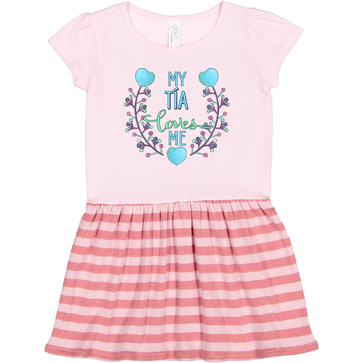 Inktastic My Tía Loves Me Floral Heart Print Toddler Dress - Cute Baby Girl Outfit for Birthday, Family Photos & Special Occasions