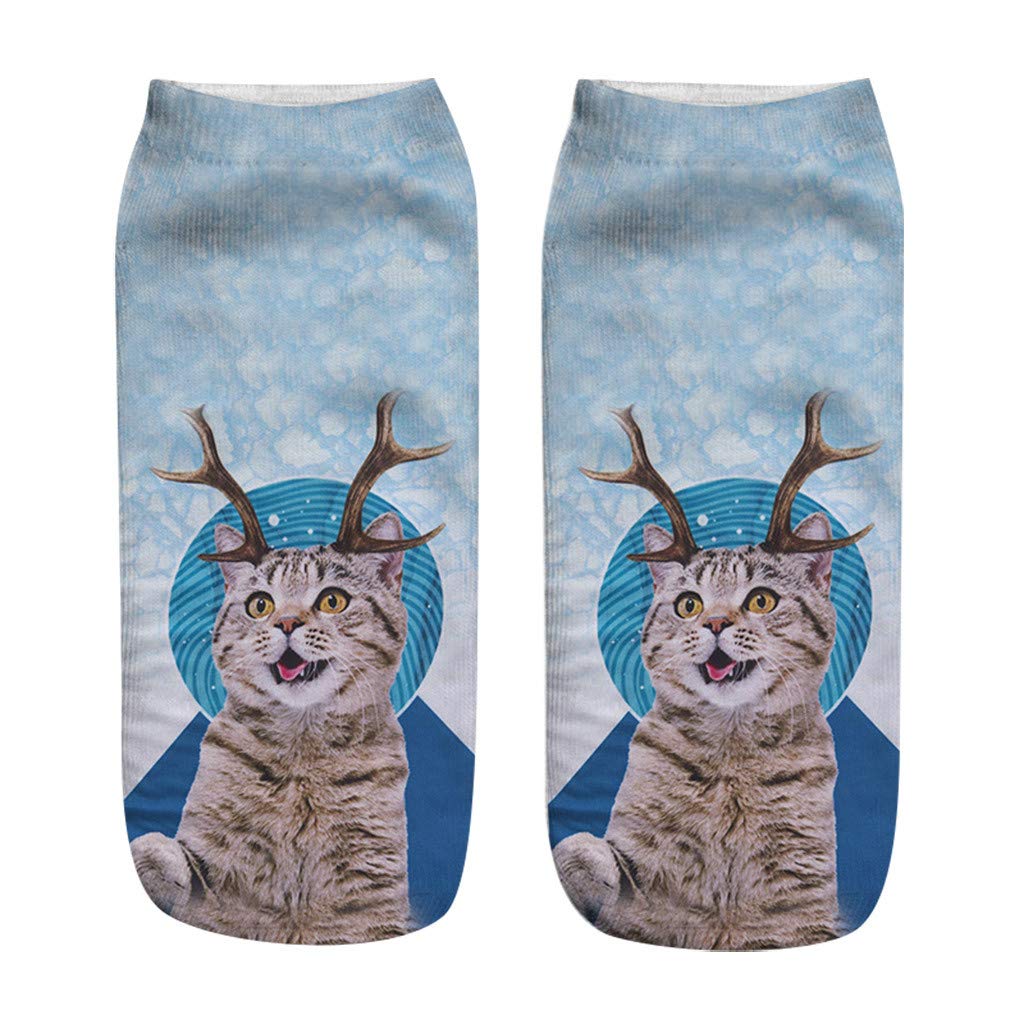 Funny 3D Cat Printed Low Cut Ankle Socks for Women & Men - Cute Casual Unisex Socks Set - Perfect for Gifts, Cosplay, and Everyday Wear