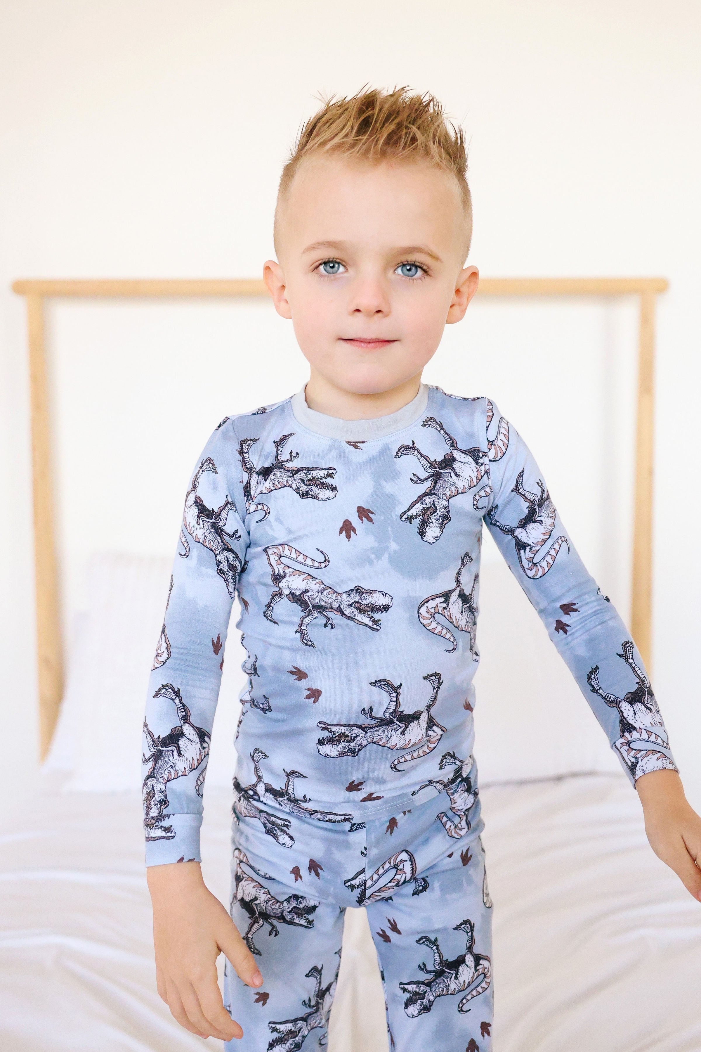 Blue Dinosaur Full Length Pajama Set for Kids - Soft & Comfortable Sleepwear for Boys and Girls - Perfect for Bedtime, Lounging, and Family Movie Nights