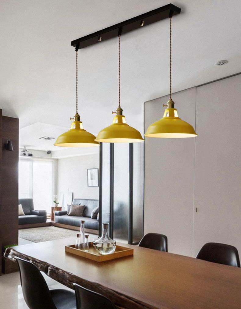 Juno-Style Iron Pendant Light - 1.96 ft Adjustable Cord with Macaron Yellow Shade | Track Lighting for Kids Room & Home Decor | Customizable Hanging Fixture (Bulbs Not Included) | Perfect for Nursery, Bedroom & Modern Interior Design