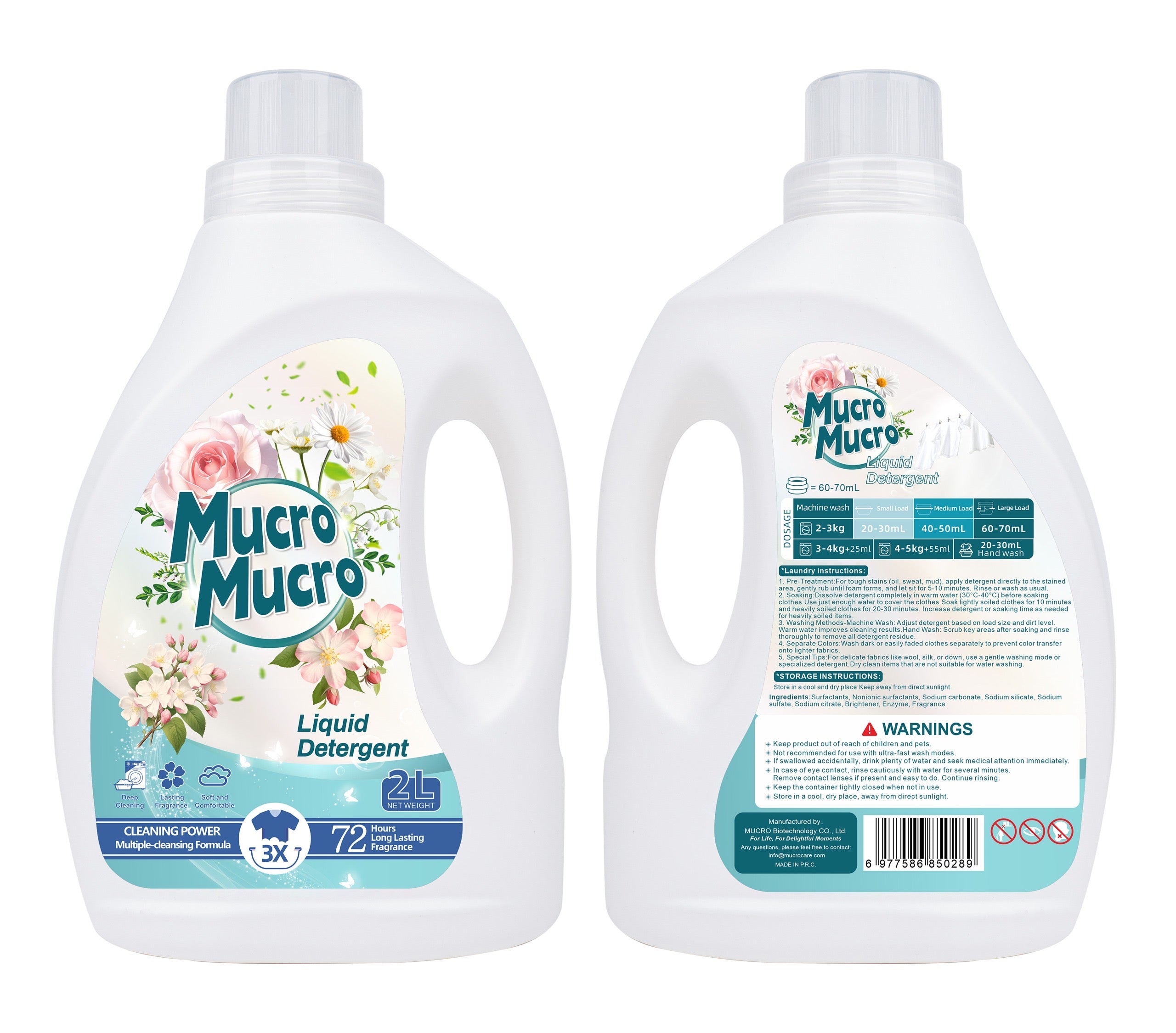 Mucro Liquid Laundry Detergent 2L - High Efficiency, Fresh Scent, Eco-Friendly - Perfect for Home, Apartment, and Laundry Business Use
