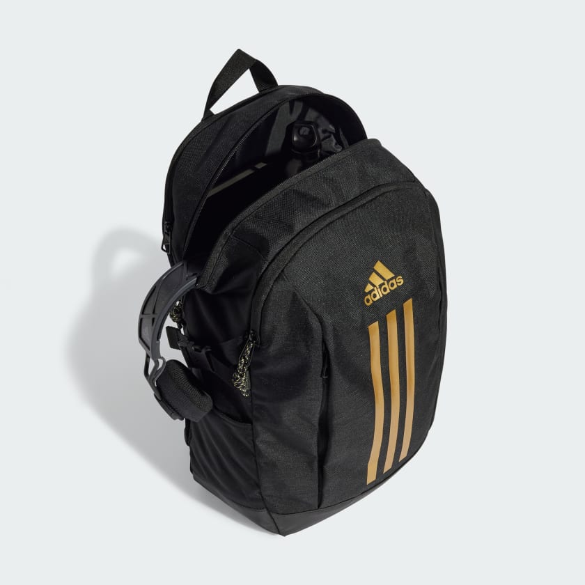 Adidas Power VIII Black/Gold Backpack - Durable School & Travel Backpack for Men & Women - Perfect for Gym, Work & Outdoor Adventures